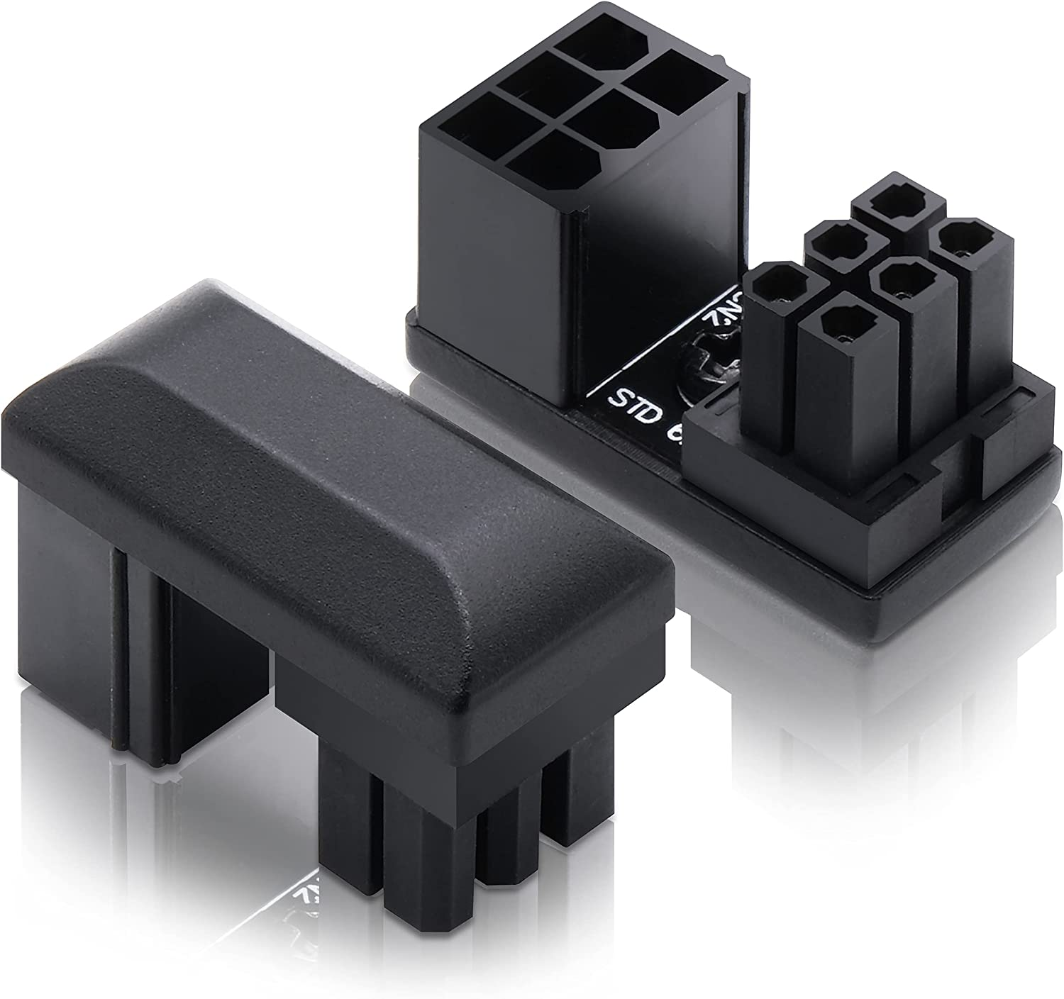 EZDIY-FAB GPU VGA Pcie 8 Pin U Turn 180 Degree Angle Connector Power Adapter Board for Desktop Graphics Card-Reverse Type 3-Pack