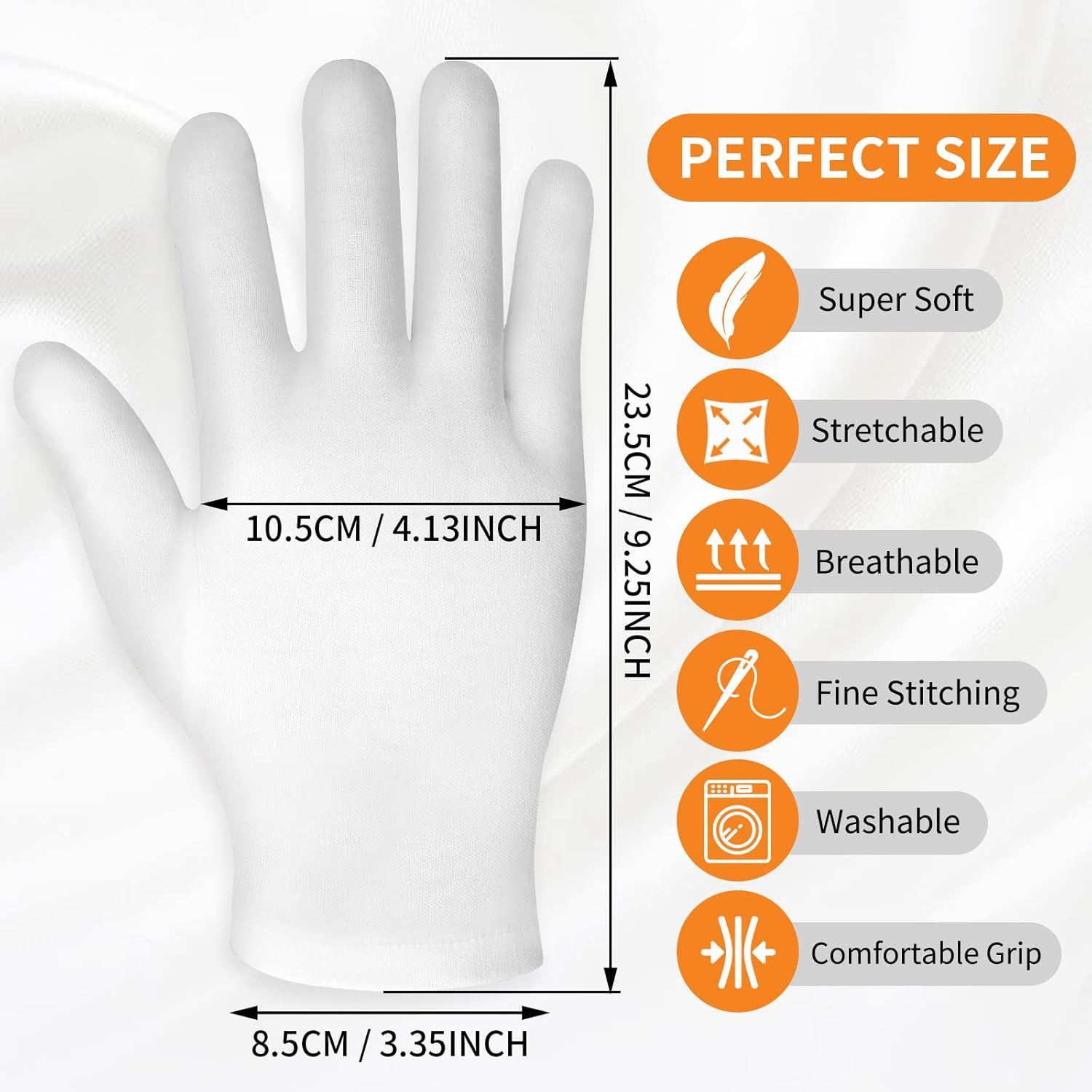 Sibba 3 Pairs Touch Screen Moisturizing Gloves White Cotton Moisturizing Gloves Overnight Bedtime Heal Eczema Sleeping Lotion Hand Spa Treatment Gloves Repair Rough Cracked Dry Chapped Hands Skin