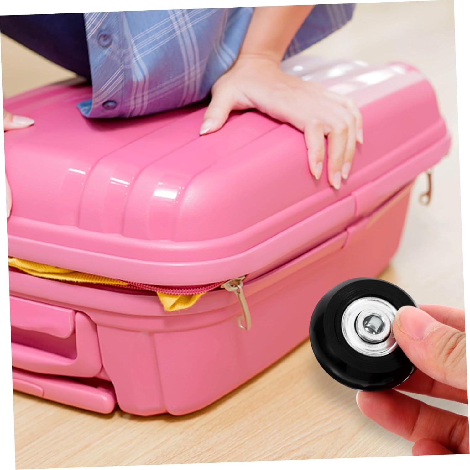 CHILDWEET Travel Suitcase Wheels Luggage Caster Wheels Mute Trolley Caster for Easy Maneuvering image number 4