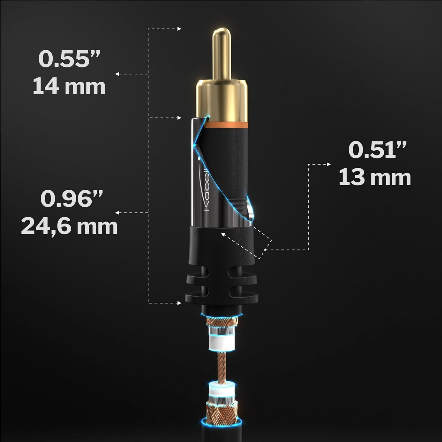 Kabeldirekt &ndash; RCA Cable, 2&times;2 RCA to RCA Plugs, Coaxial Audio Cable &ndash; Break-Proof, Perfect Sound Quality &ndash; 0.5M Short (Hi-Fi Phono Cable, Analogue & Digital Audio Cable for Amp/Hifi and Blu-Ray) image number 5