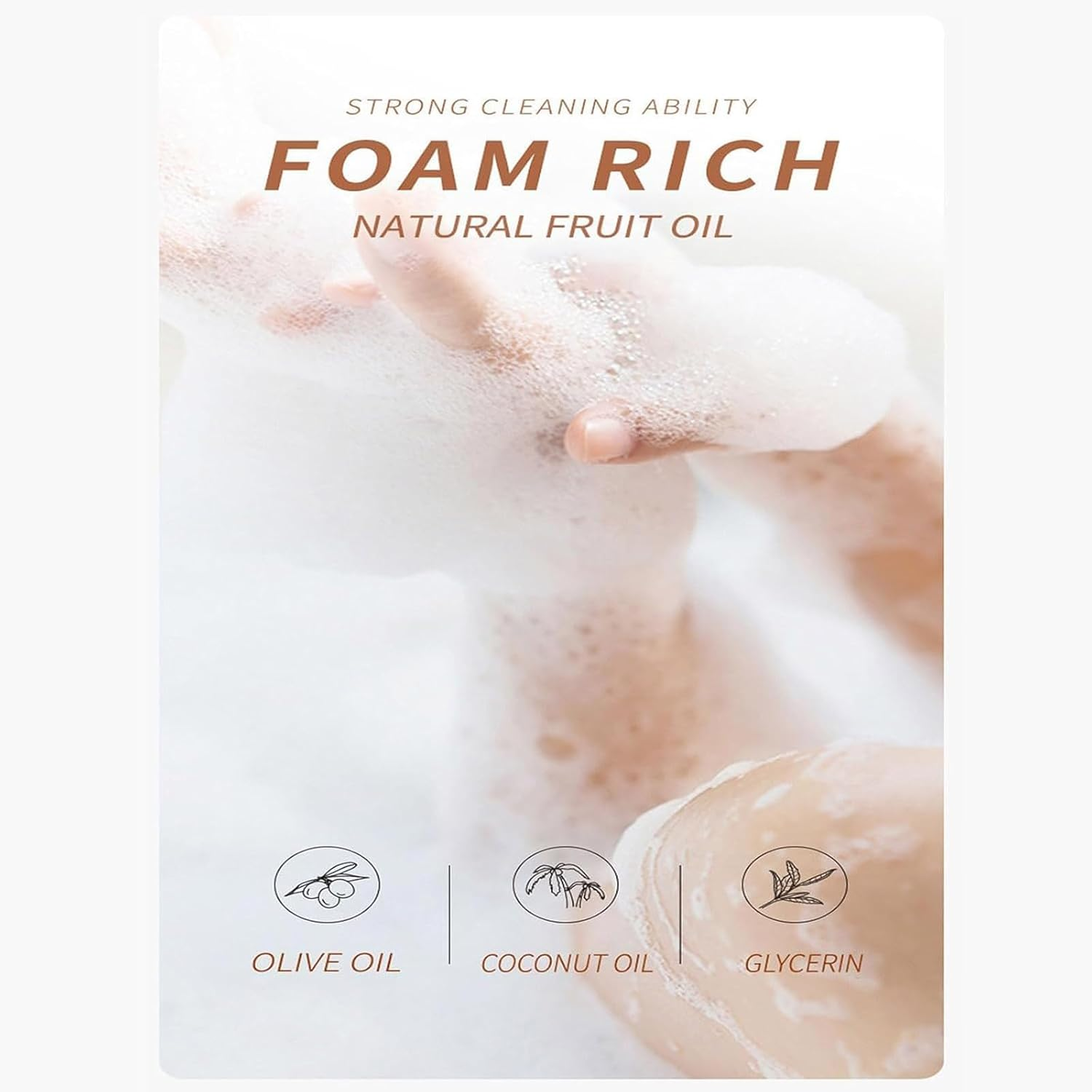 Organic Face Soap,Moisturizing Soap for Body & Face Brighten Skin Colour,All Natural Soap Bar,Suitable for All Skin Types image number 3