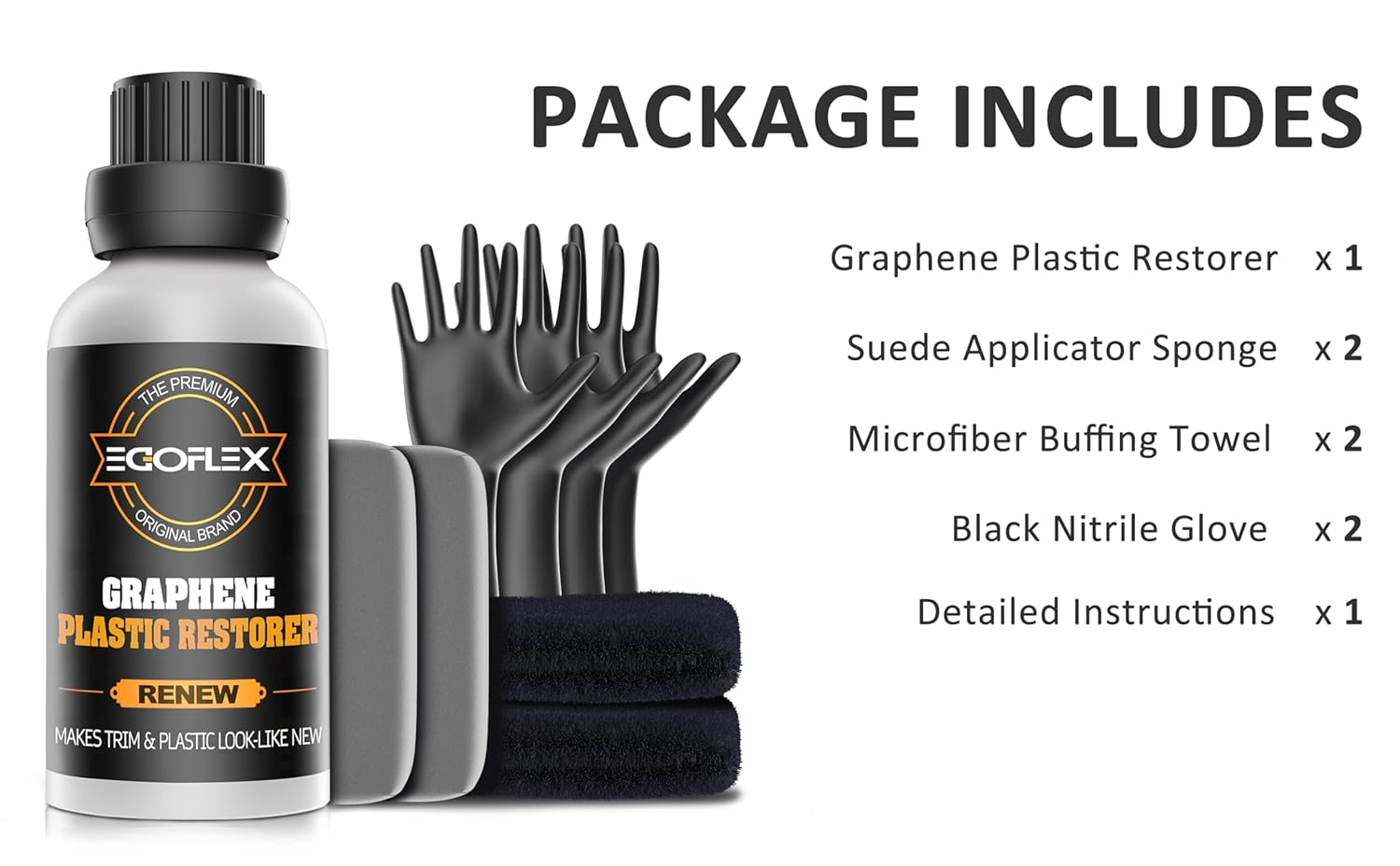 Graphene Plastic Restorer Trim Kit - Crystal Coating Plastic Restorer for Cars - Rubber Vinyl Headlight Restoration Restore a Finish Back to Black Shine Exterior Auto Detailing Supplies image number 4