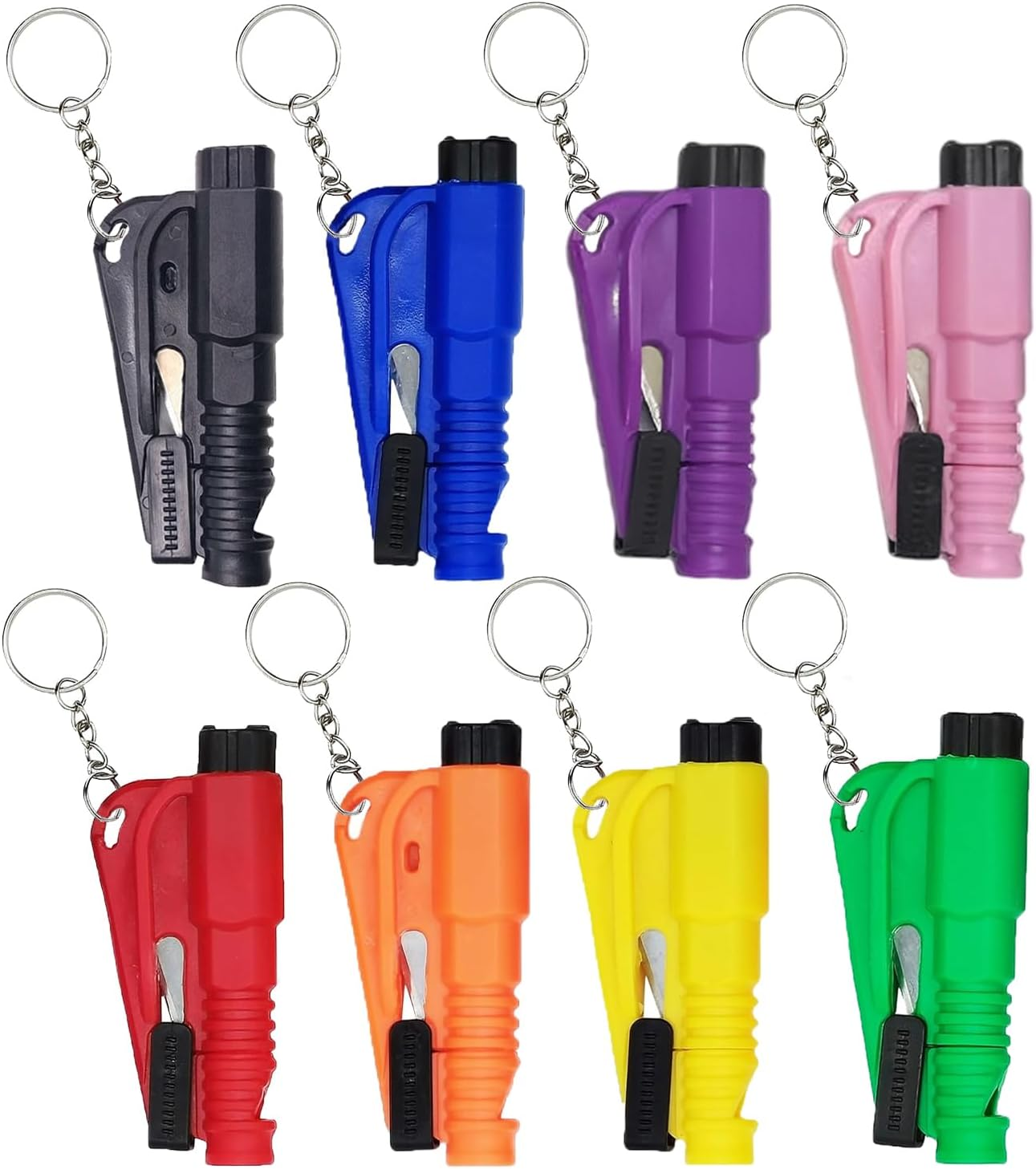 8 Pcs Window Breaker Seatbelt Cutter, 3 in 1 Glass Breaker and Seatbelt Cutter & Survival Whistle, Car Window Breaker Tool Keychain Car Escape Tool Applicable to All Cars, Green image number 1