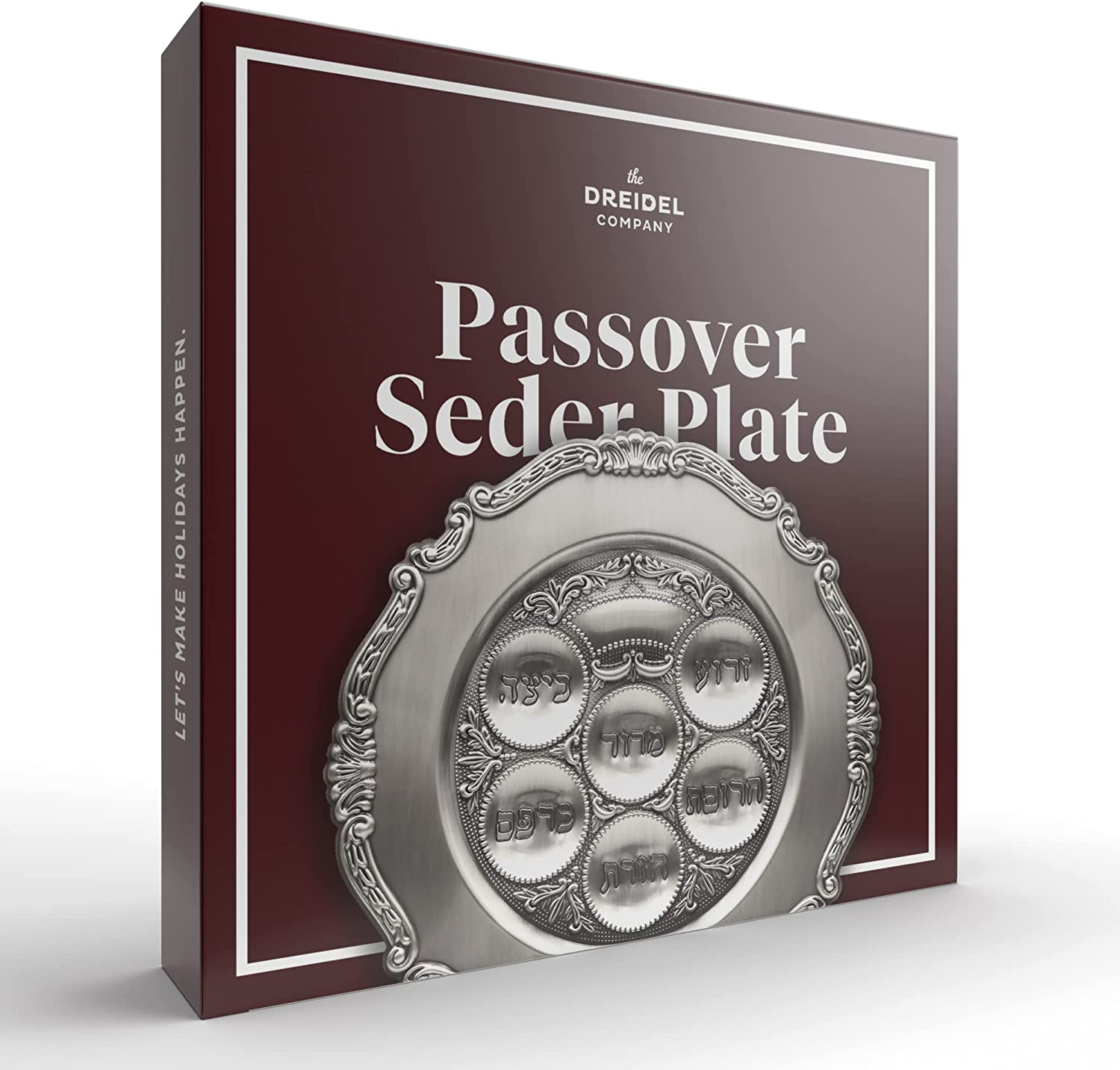 The Dreidel Company Lowest Priced Traditional Passover Seder Plate 12", Traditional Judaica Passover Seder Plate, Kaarah for Pesach (Single, Traditional Pewter) image number 3