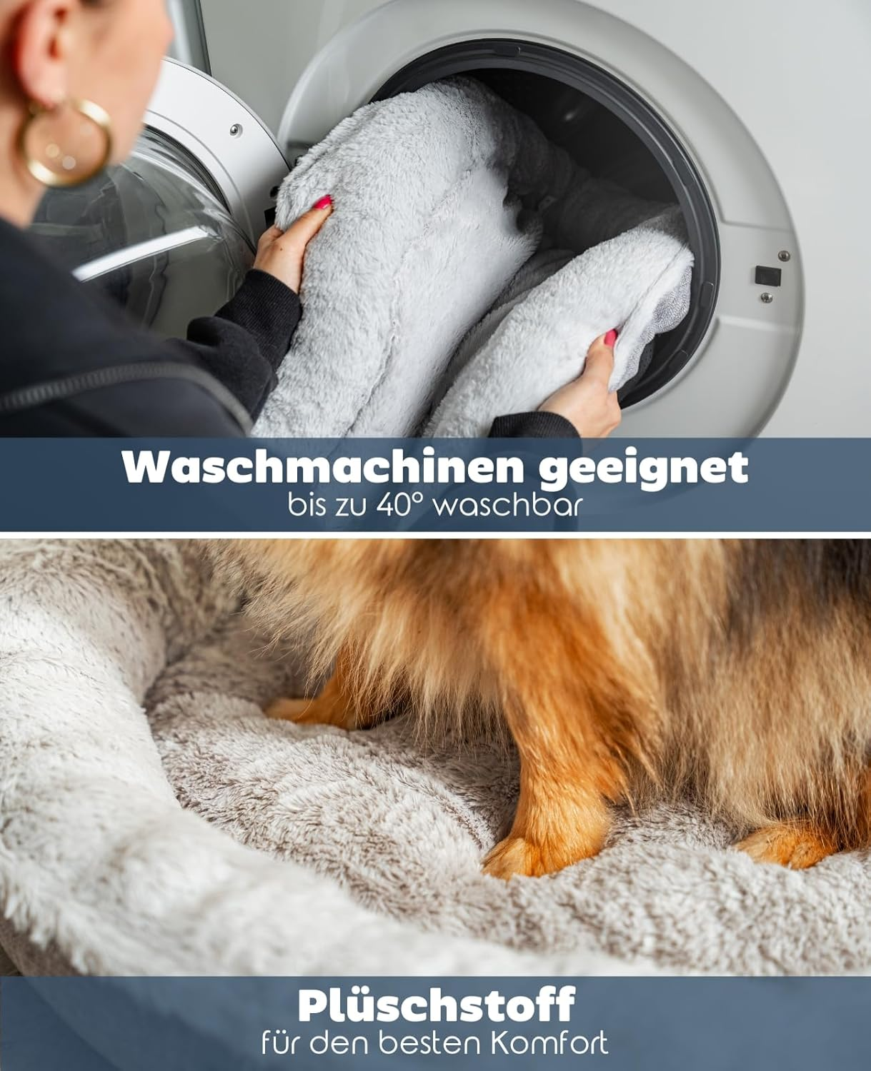 Lionto DB00280 round Dog Bed Dog Sofa Cat Bed Donut (S) 55 Cm S Grey 700 G image number 5