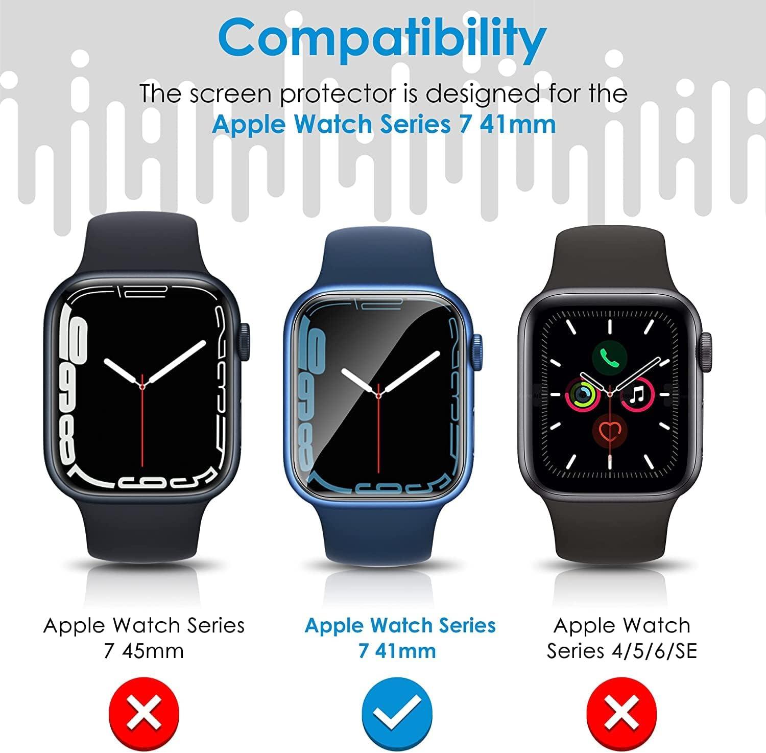 5 Pack TPU Screen Protector Compatible with Apple Watch 41Mm Series 9/8/7, [Upgrade Flexible Film] Anti-Scratch [Bubble Free] Soft HD Protection Clear Film for Iwatch 41Mm image number 3