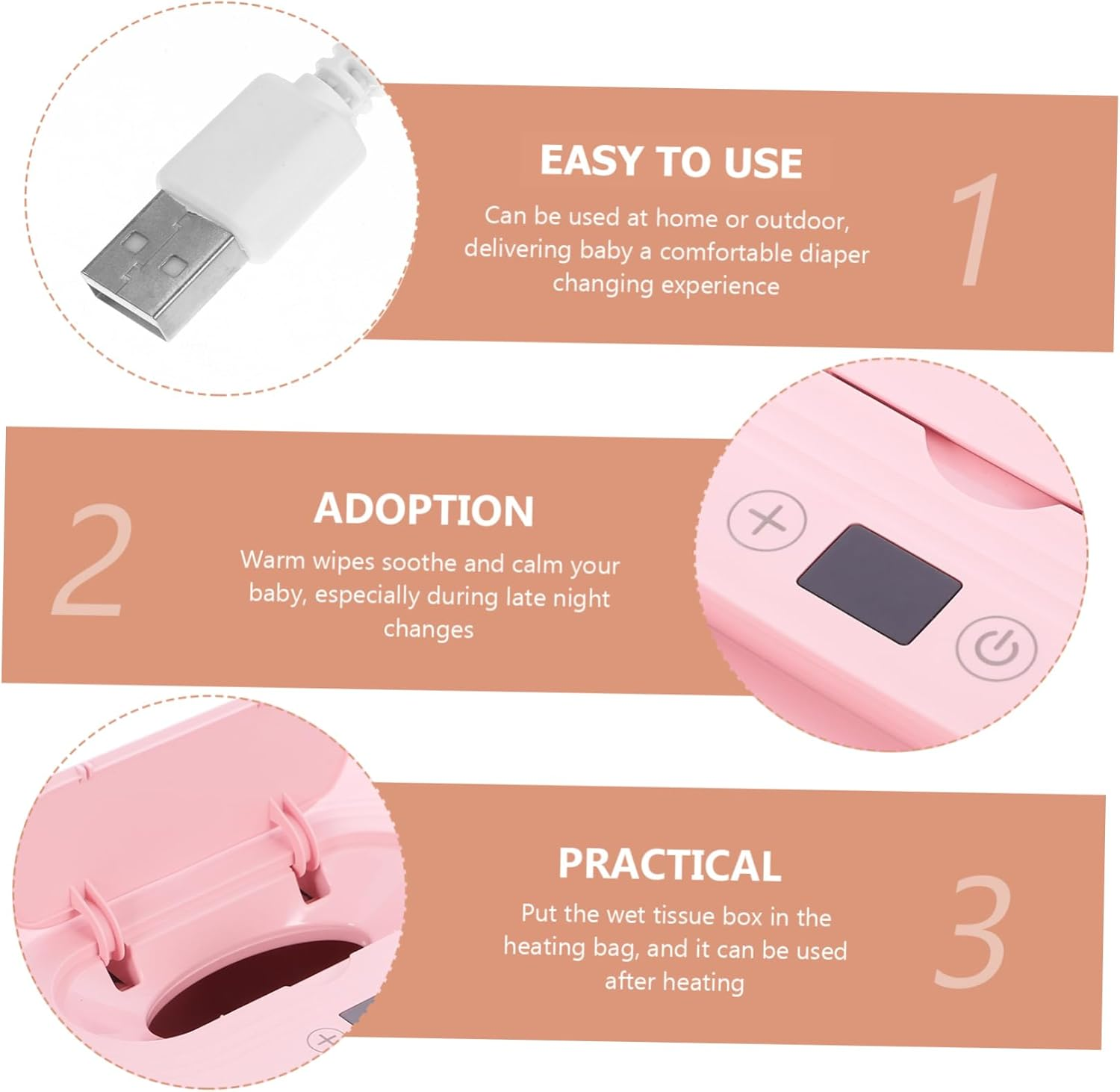 Smart Warm Wet Tissue Box Wipe Warmer for Portable USB Wipe Warmer Wet Tissue Heater Home Use image number 2