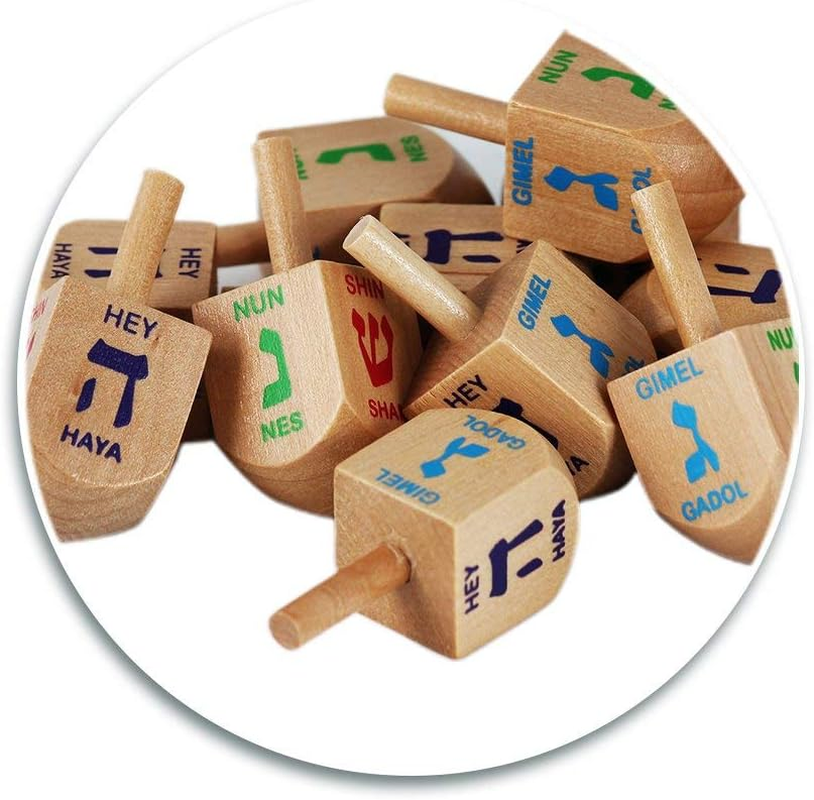 Zion Judaica Wood Dreidels Medium Sized in Bulk in Ziplock Bag (30 Pack) image number 3