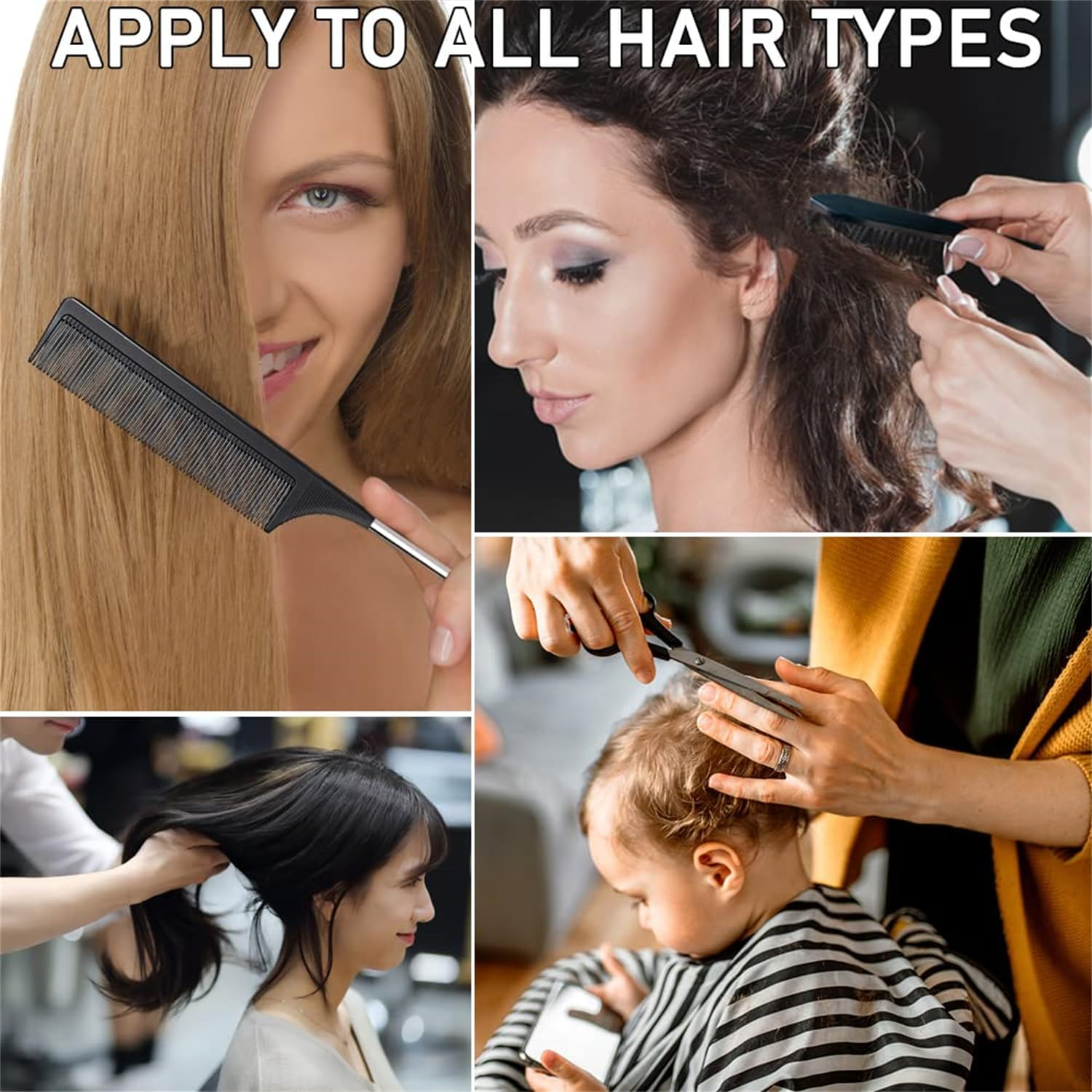 Comb Set, Black Comb,3 Pcs. Slick Back Hair Brush,Slick Back Brush with Edge Brush, Styling Comb for Kids for Middle Part，Rat Tail Comb, Teasing Brush Set for Smoothing Brush Baby Hair image number 3