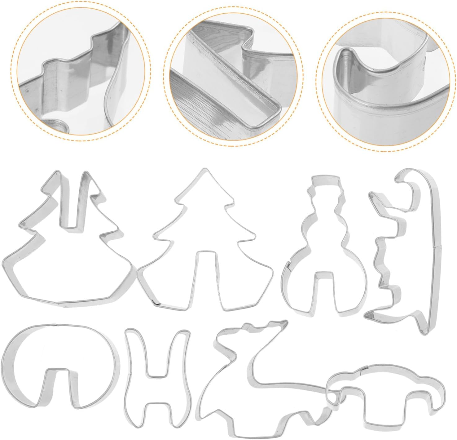 8Pcs Christmas Biscuit Cutters Stainless Steel Reusable Cookie Molds for DIY Baking Party Supplies image number 3