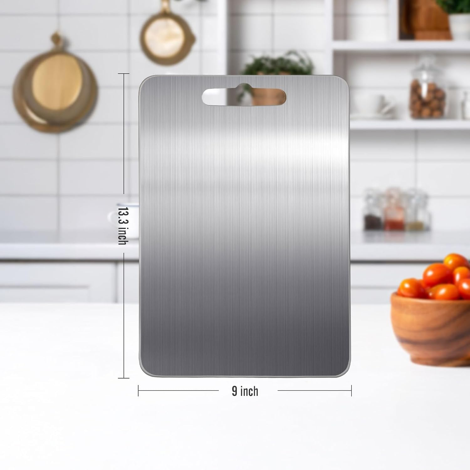 Titanium Cutting Board, Stainless Steel Chopping Board,Mildew-Resistant and Easy to Clean,Suitable for Home Counter Outdoor Camping Housewarming Gifts for Women (34X23 Cm) image number 4