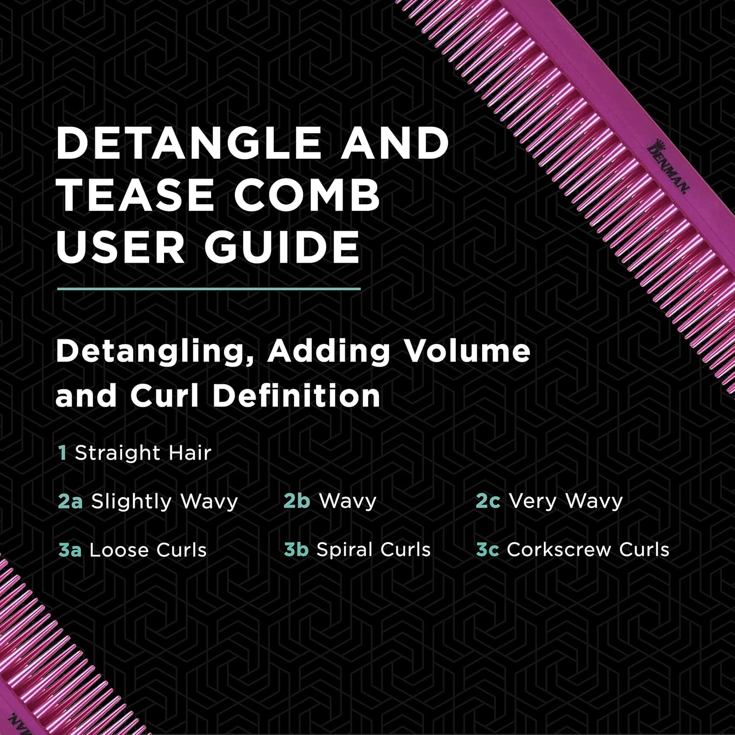 Denman D12 Tame & Tease Comb, Pink, 1 Count image number 1