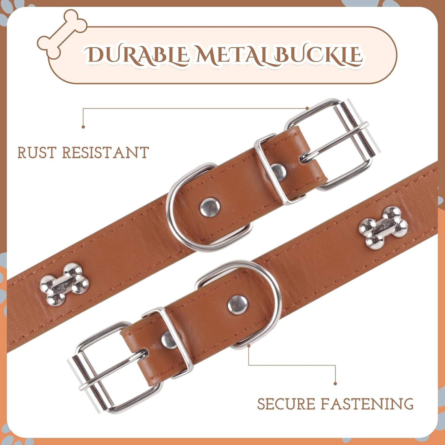 Leather Dog Collar for Dogs with Adjustable Metal Buckle, Soft PU Leather Dog Collar, Wide Dog Collar for Medium and Large Dogs (For a Neck Circumference of 39.9-48.3 Cm) image number 1