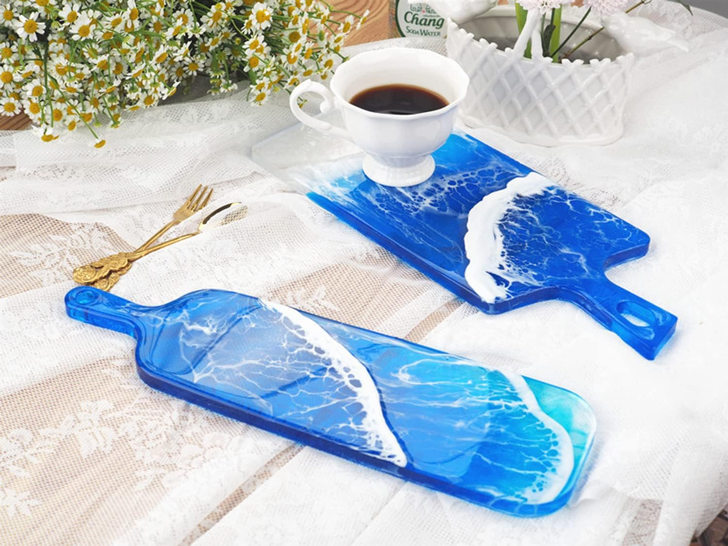 Silicone Resin Casting Mold Epoxy Fruit Tray Plate with Handle Mould Food Serving Board Mould Craft Tool DIY (Wide) image number 5