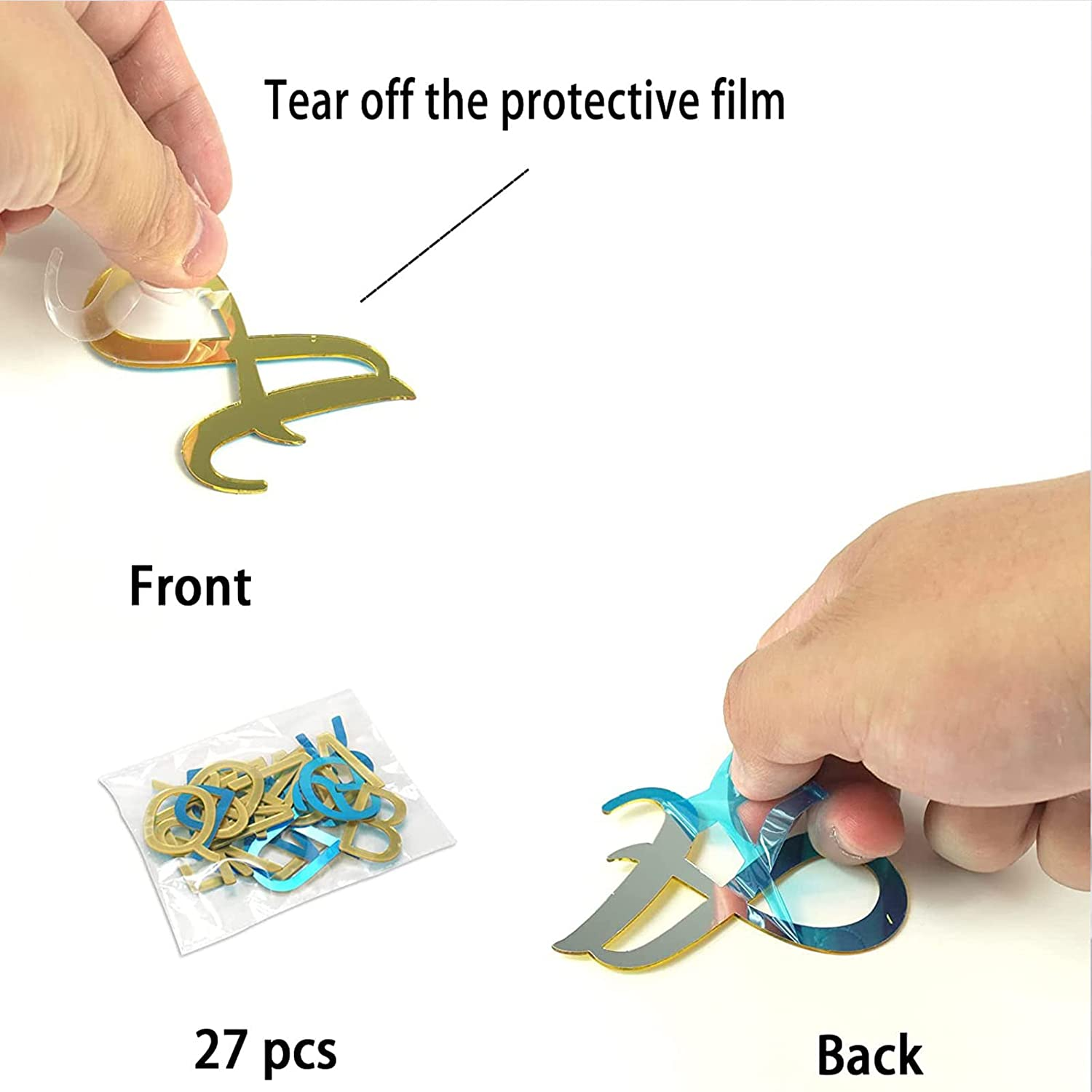 Happy Birthday Cake Toppers,Cake Decorations DIY Personalized Name,A-Z Letter Mirrored Gold Cake Decorating with Happy Birthday Plugin(29Pcs) for Party,Wedding,Baby Shower image number 5