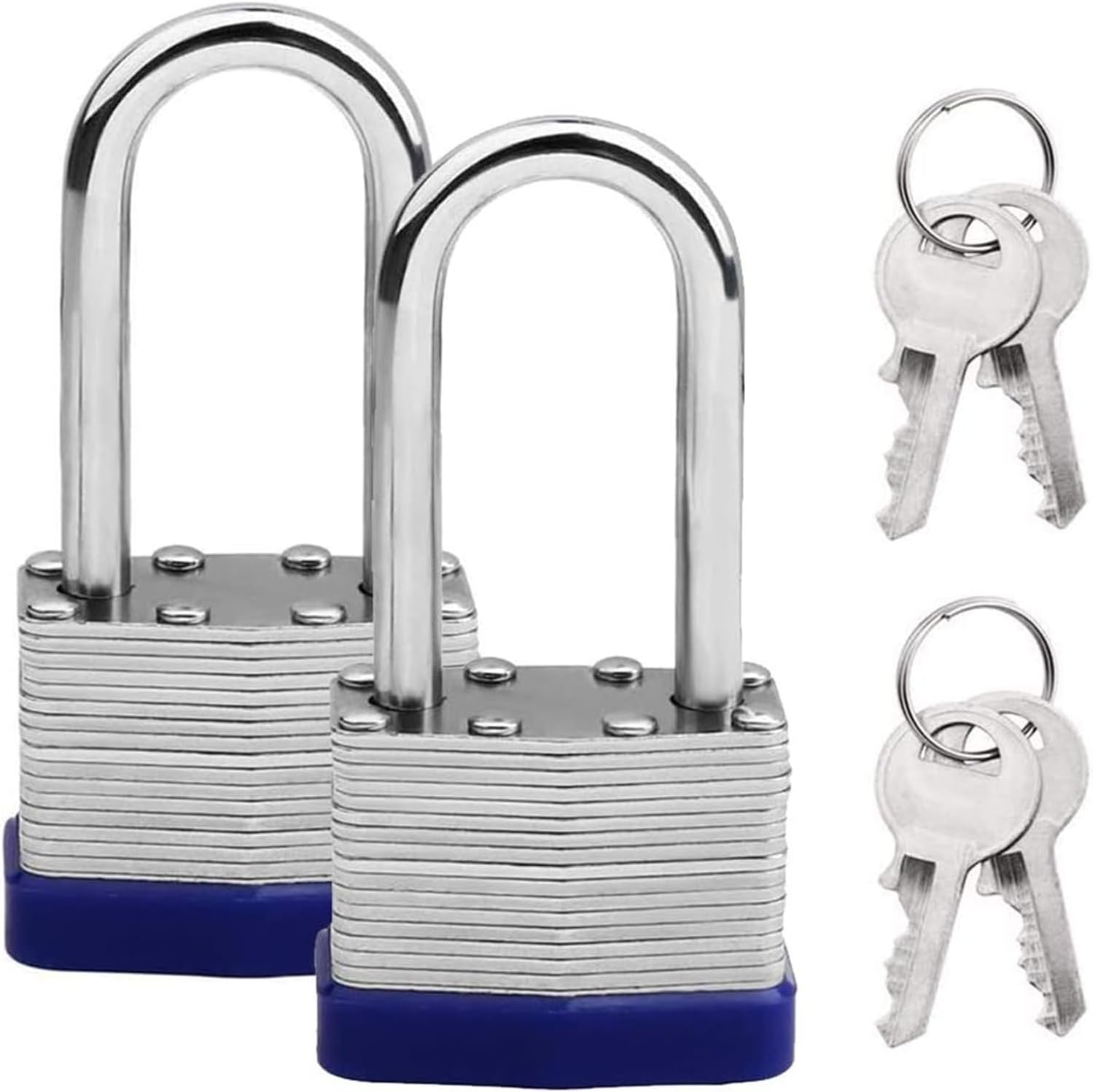 2 Pack Padlock with Keys,40Mm Long Shackle Padlocks Outdoor Heavy Duty Pad Lock, Weatherproof Laminated Padlock for Outdoor Use, Shed, Garage, Fence (2Pcs) image number 3