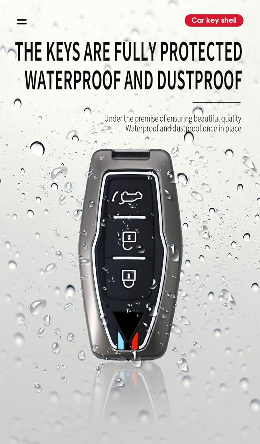 Ontto Alloy Car Key Fob Cover Fit for Mitsubishi Outlander 2022 2023 Smart Key Case Keyring Silicone Key Shell Holder Bag Keychain Protection Accessories Silver A - A-Silver image number 2