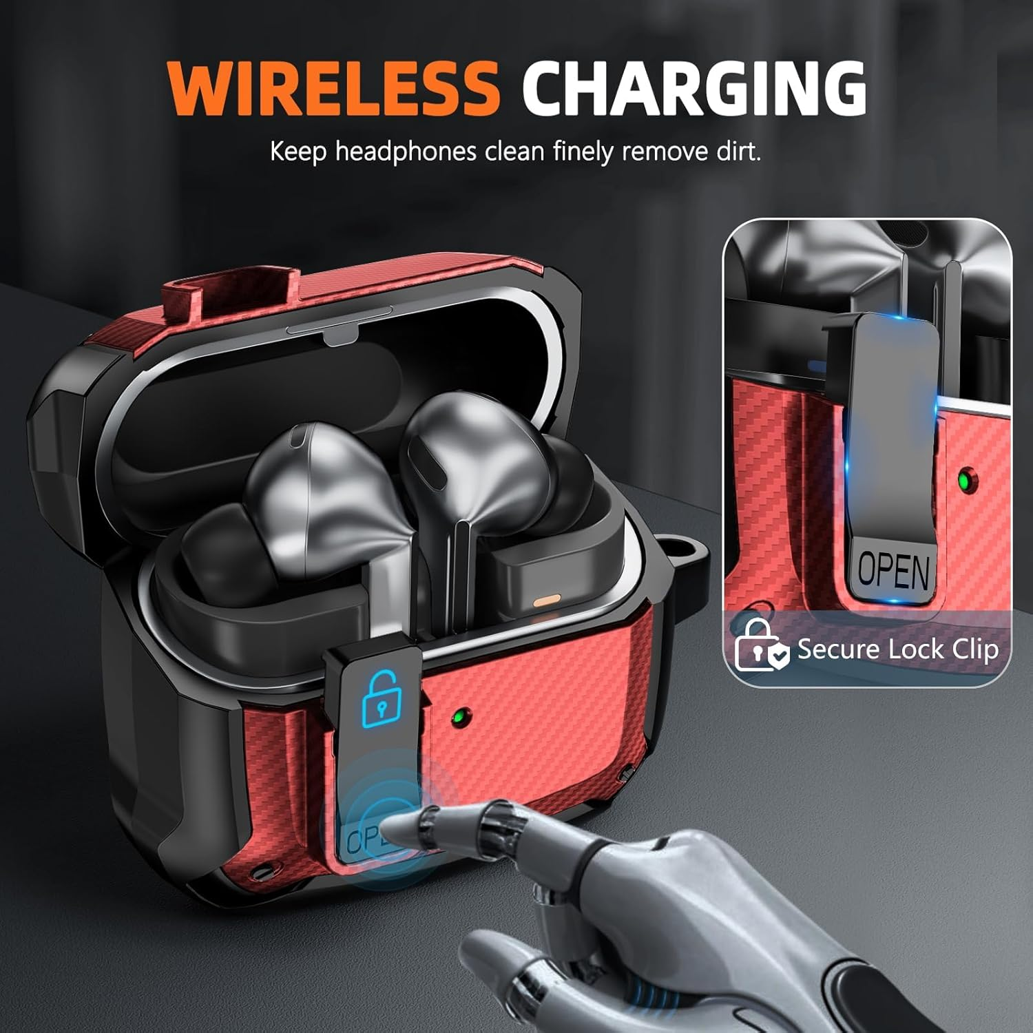 Compatible with Samsung Galaxy Buds 3 Case & Galaxy Buds 3 Pro Case,Full Body Shockproof Hard Shell Protection Design,With Secure Lock Clip image number 5