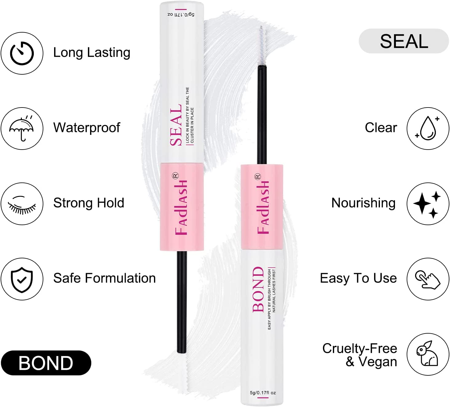 Lash Bond and Seal 10Ml Individual Lashes Glue and Seal Super Strong Hold DIY Lash Extension Kit Hold 48-72 Hours Waterproof Cluster Lash Glue Eyelash Extension Kit image number 3