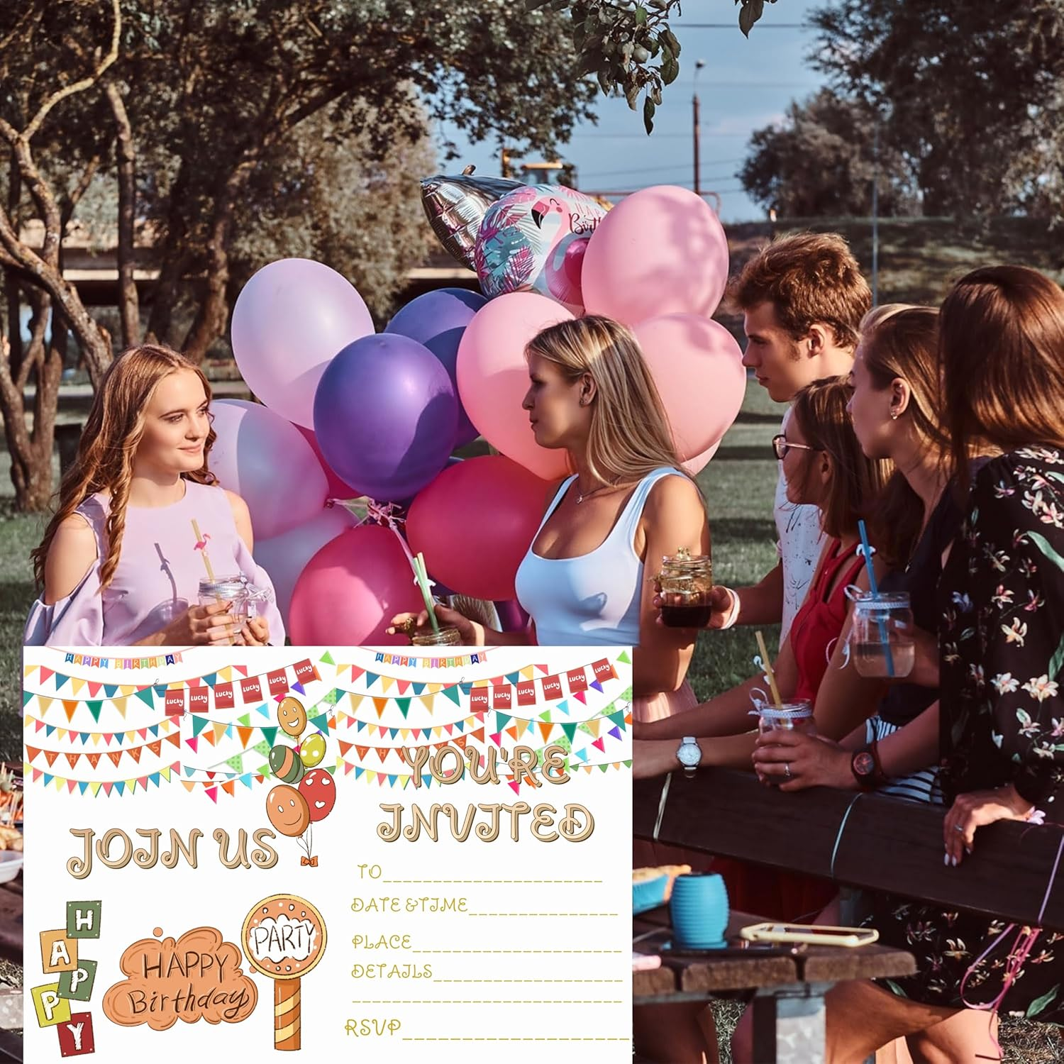 15 Birthday and Party Invitation Cards with Envelopes,Uniquely Designed Birthday Cards for Children,Men, Women and Kids (Champagne Gold)