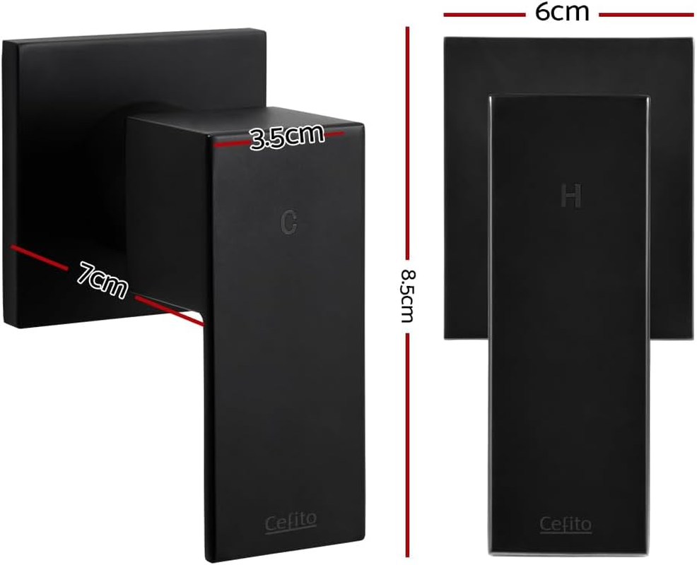 Cefito Shower Tap, 6 X 7 X 8.5Cm Mixer Showers Faucet Head Showerhead Tap Bath Accessories Bathroom Toilet Set Kitchen Fixtures Wall, for Hot and Cold Solid Brass Body Black image number 2