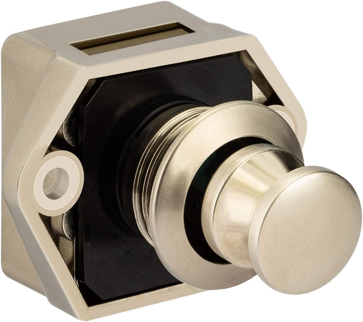 OCGIG 10Pcs RV Cabinet Mini Push Button Latch Locks Catch Door Knobs Gold for RV Caravan Cupboard Handle Nickel Plated