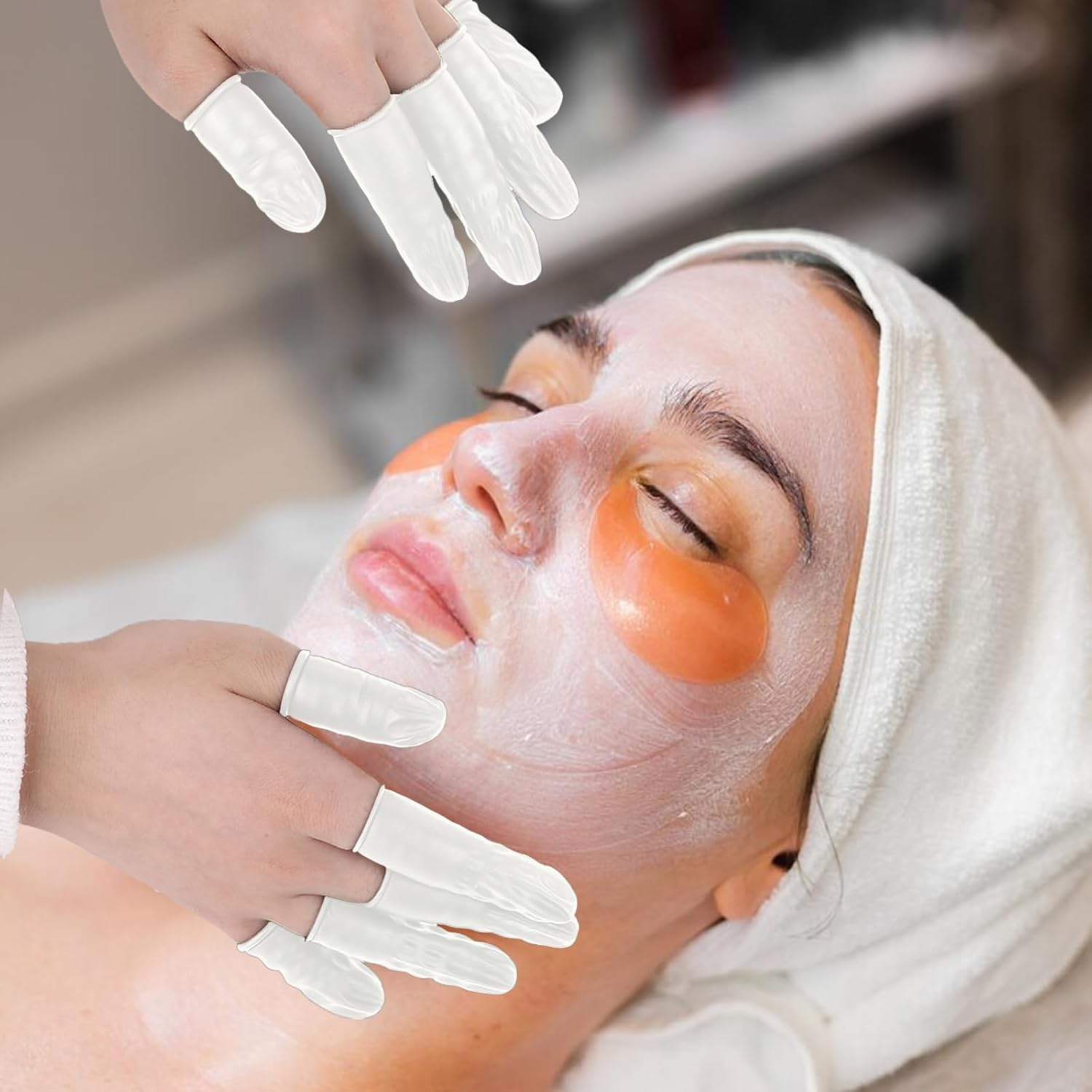 Pack of 100 Latex Finger Cots Finger Protection, Finger Cots Bandage Finger Caps, Antistatic Finger Covers, Latex Finger ​Cot,Latex Nail Cover, for Tattoo, Beauty, Cosmetics, Cleaning, Jewellery