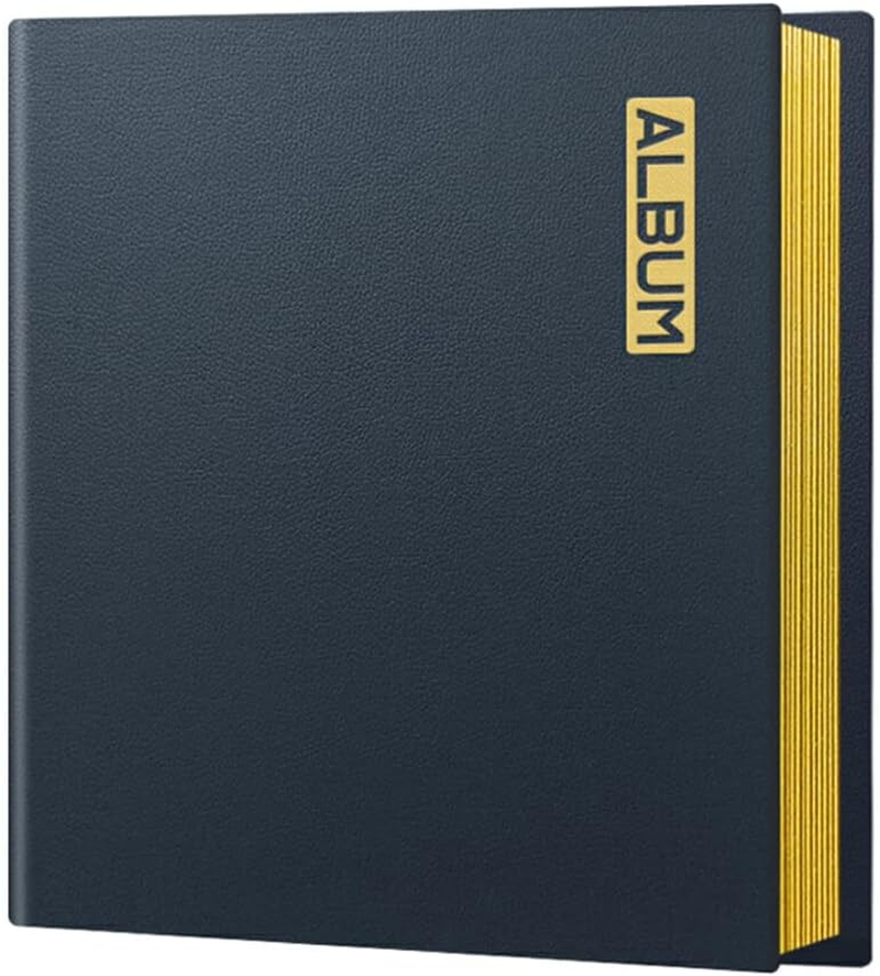 Leather PU Photo Album A4 Self-Adhesive Sticky Type Craft Film Protection Scrapbook White Card Book Birthday Gift Travel, Brown/Black Card