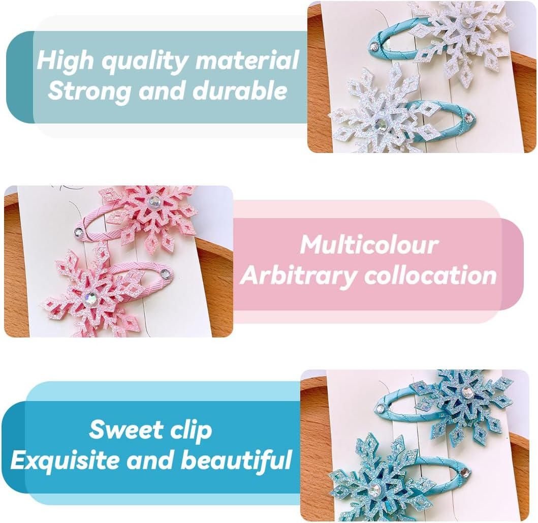 JEYORZY Pack of 6 Snap Hair Clips, Large, Snowflakes Hair Clip, Christmas Snowflakes Hair Pin, Accessories for Thick, Thin and Fine Hair image number 1