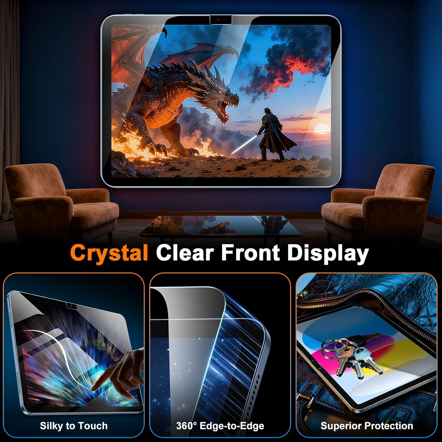 Avakot 2 Pack Ipad 10Th Generation Screen Protector Tempered Glass Screen Protector for Ipad 10.9 Inch 2022 Ultra Thin Tempered Glass Film for Ipad 10 Gen Touch Sensitive Anti-Scratch