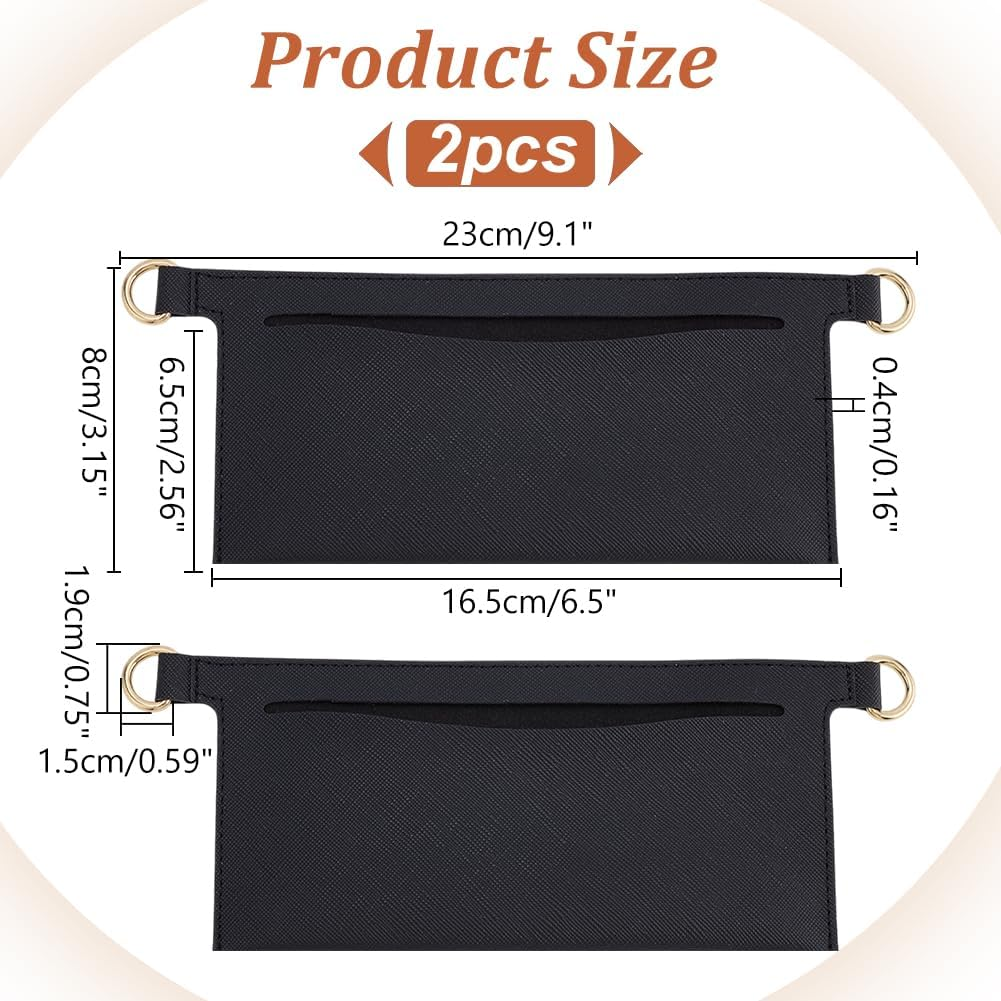 WADORN 2Pcs Classic Black Purse Insert Organizer Kit for Wallet Diagonal Shoulder Bag Clutch Wallet Crossbody Convert Liner Insert Soft Fabrics with D Rings 3X9Inch image number 4