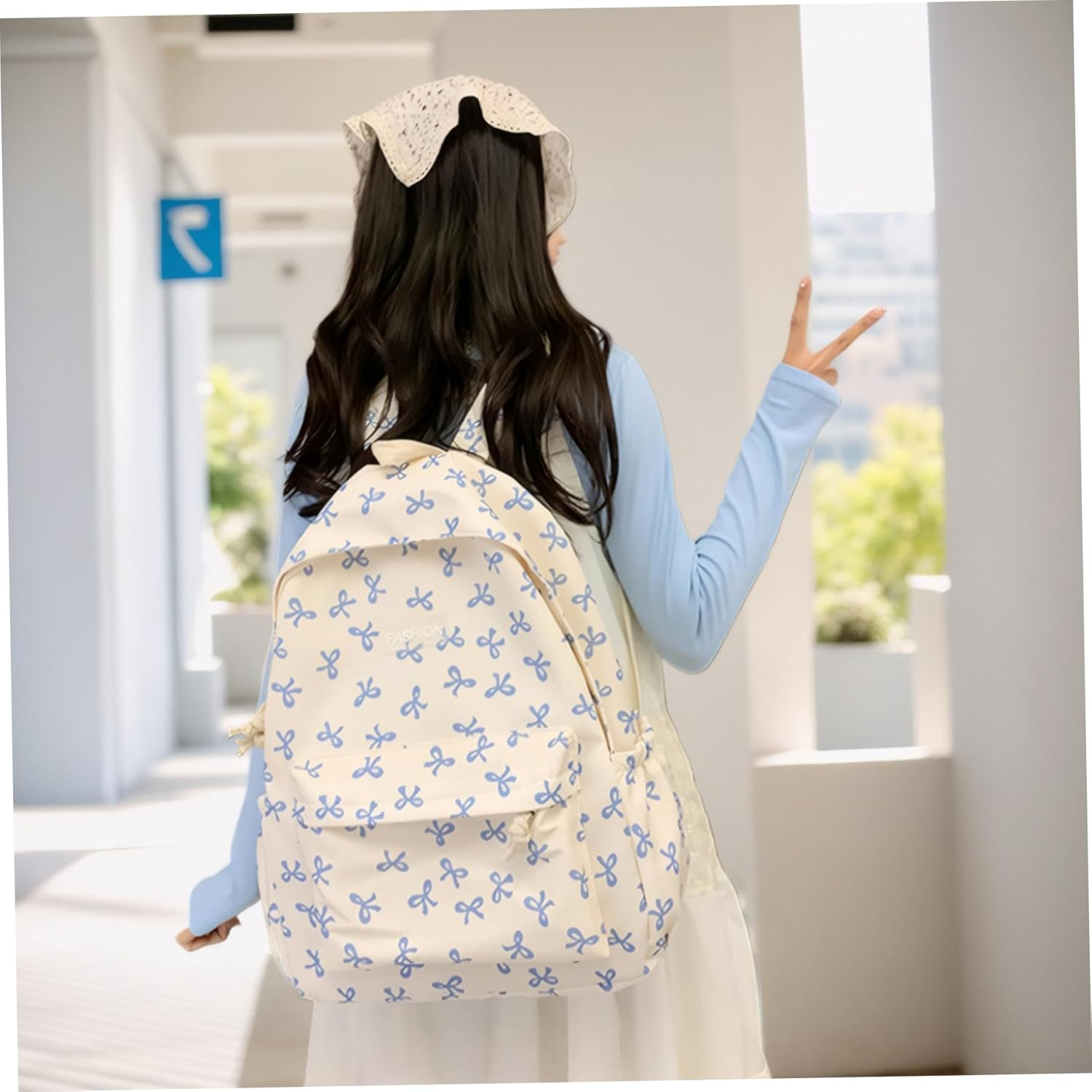 Cute Backpack, Large Capacity Preppy Backpack with Multi-Pocket, Kawaii Backpack with Adjustable Strap for Teens Girls image number 4