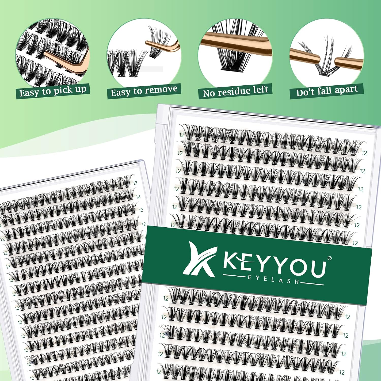 Lash Clusters 300Pcs Individual Lashes 30D 0.07D Curl 12Mm Lash Extensions Clusters Lashes Soft&Natural False Eyelashes Individual DIY Eyelash Extension at Home(30D-0.07D,12Mm) image number 4