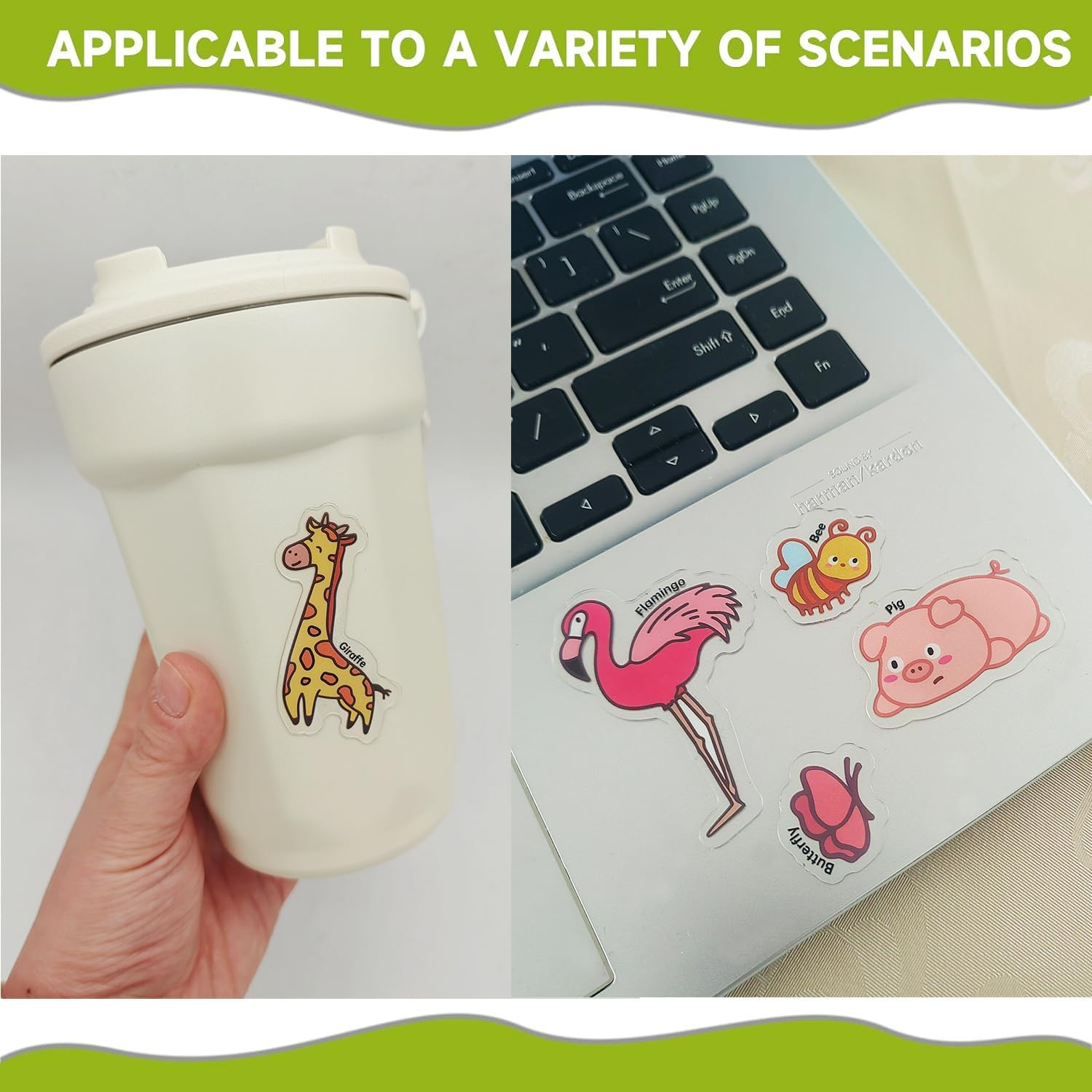 34Pcs Window Clings Stickers,Jungle Animals Gel Clings Decals for Kids Toddlers and Adults Classroom (Animal)