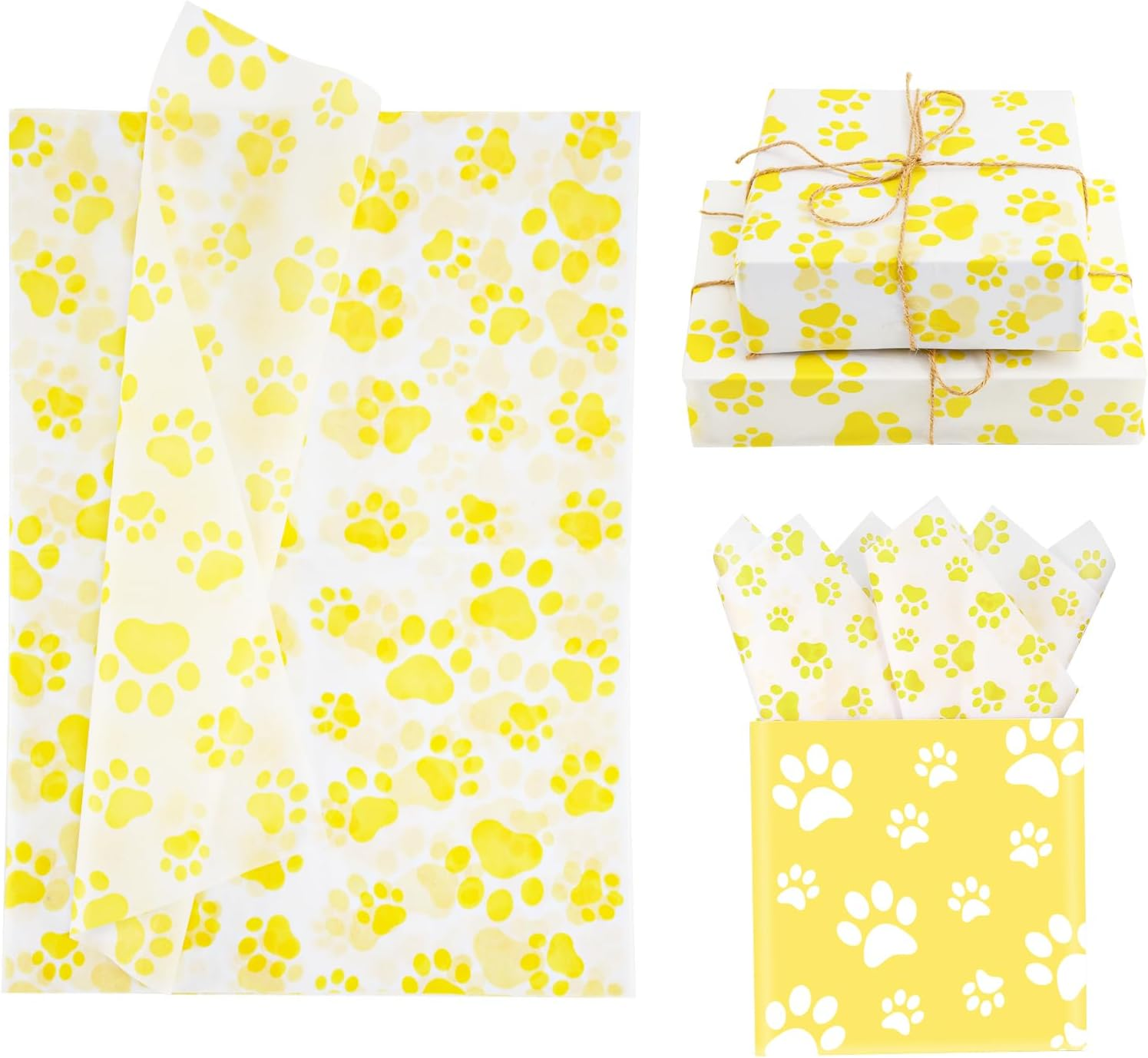 30 Tissue Paper Sheets, 14X20 Inch Dog Paw Tissue Paper Gift Wrap Paper for Gift Bag Packaging Christmas Wedding Birthday Party Art DIY Crafts Supplies (Orange)