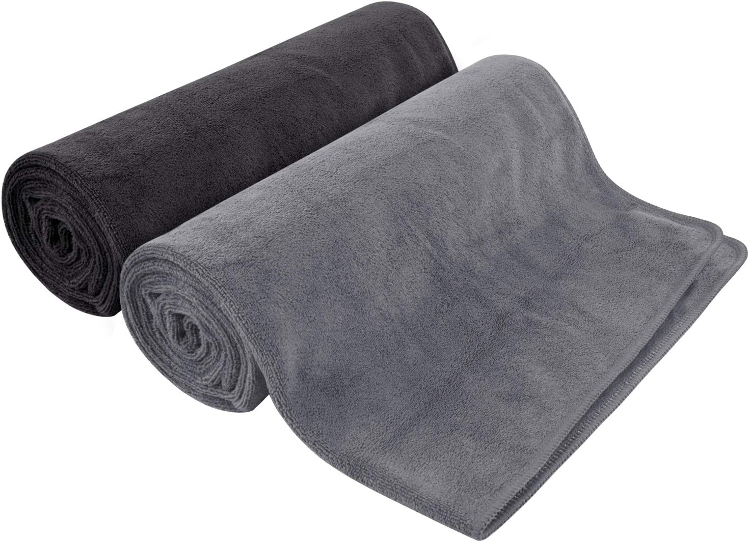 SUNLAND Microfiber Gym Bath Towel Ultra Soft Travel Camping Towel Super Absorbent Swimming Sport Towel with Carry Bag for Adults and Children 24Inchx48Inch Black 2 Pack