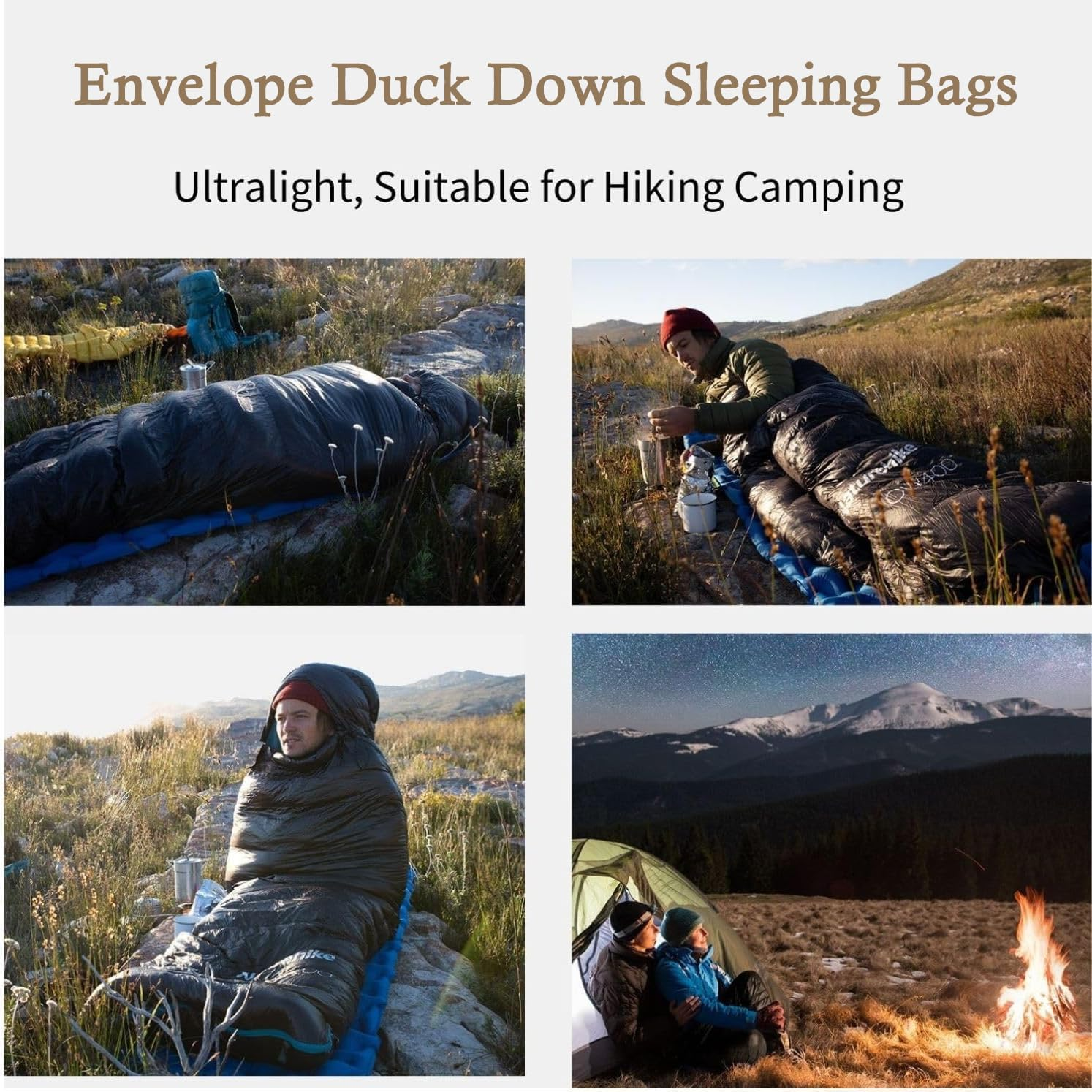 Naturehike Envelope Duck down 4 Season Sleeping Bags, 41℉ Lightweight Waterproof Camping Backpacking Sleeping Bag for Adults, Foot Zipper with Stuff Sack Included image number 3