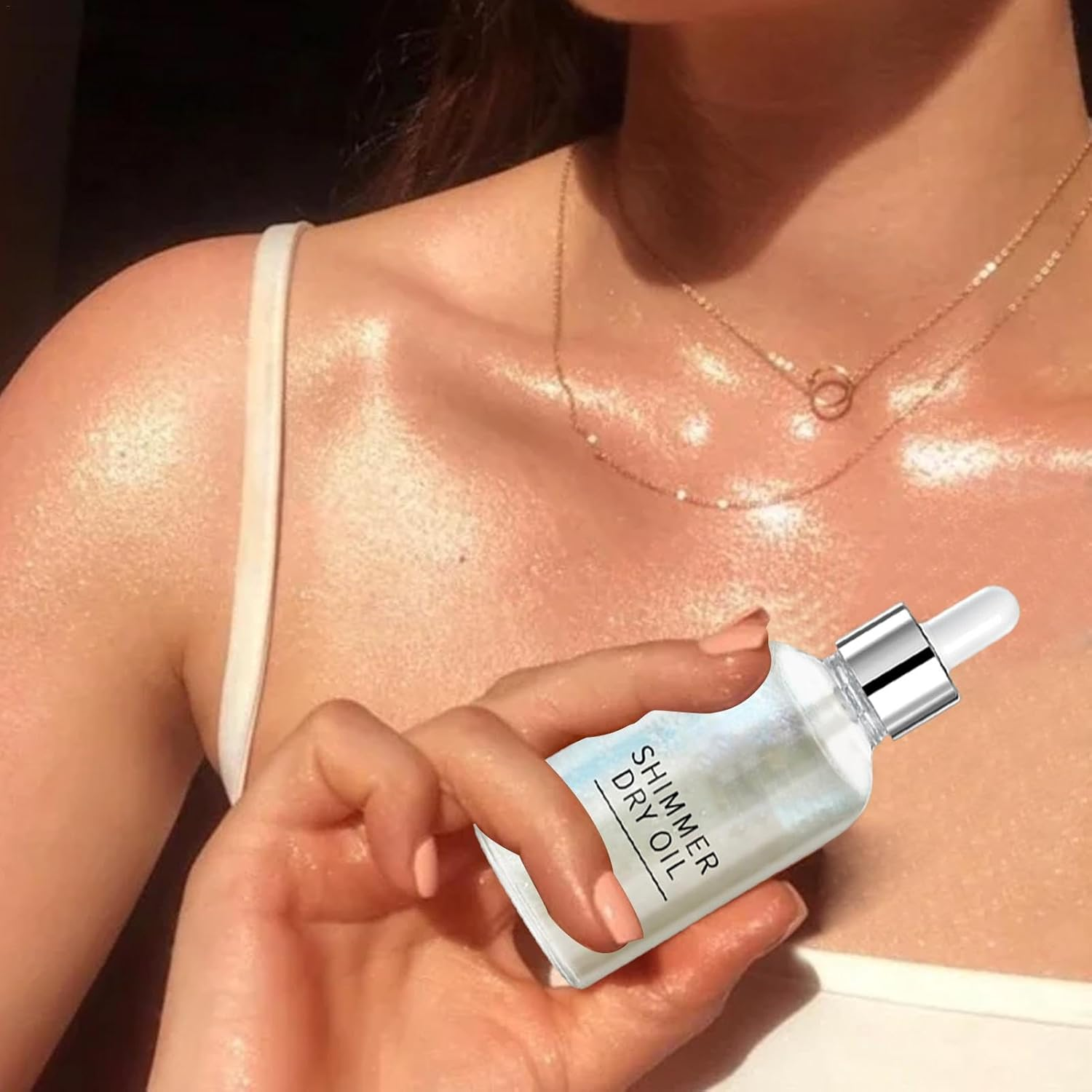 Body Glow Shimmer | Sparkly Body Oil Shimmer Oil | Glitter Oil Body Glow, Body Glitter Shimmering Body Oil, Long-Lasting Highlighter, Skin Glowing Illuminator Oil