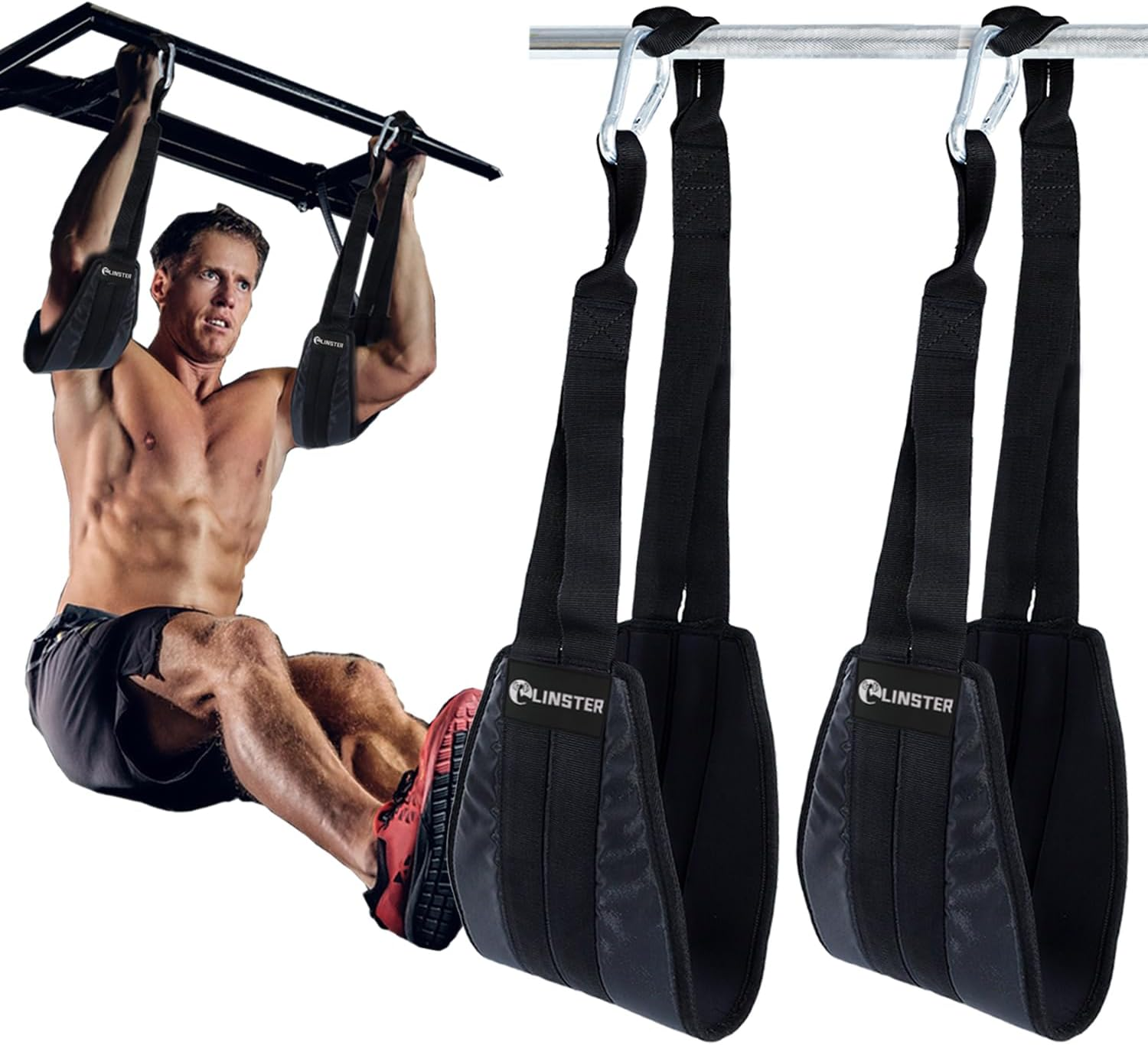 Hanging Ab Straps for Pull up Bar (Pair), Rip Resistant Heavy Duty Ab Sling Straps Padded Arm Support Slings for Ab Workout, Leg Raises and Knee Ups, Pull up Straps for Men Women image number 2