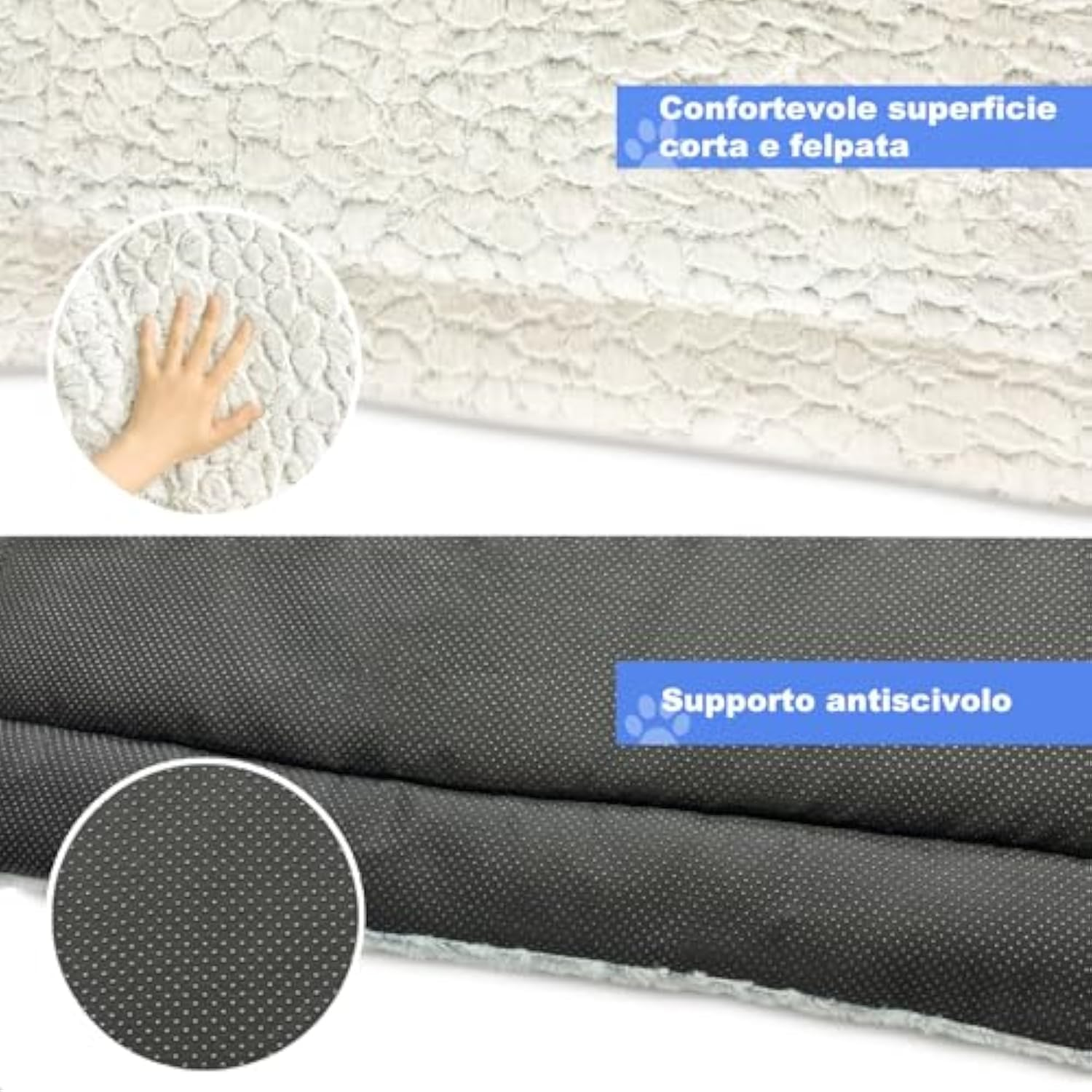 Aspand Dog Bed for Large Dog Beds with Soft, 94 X 61 Cm, Orthopaedic Dog Mat, Short Pile and Marble Look, Khaki