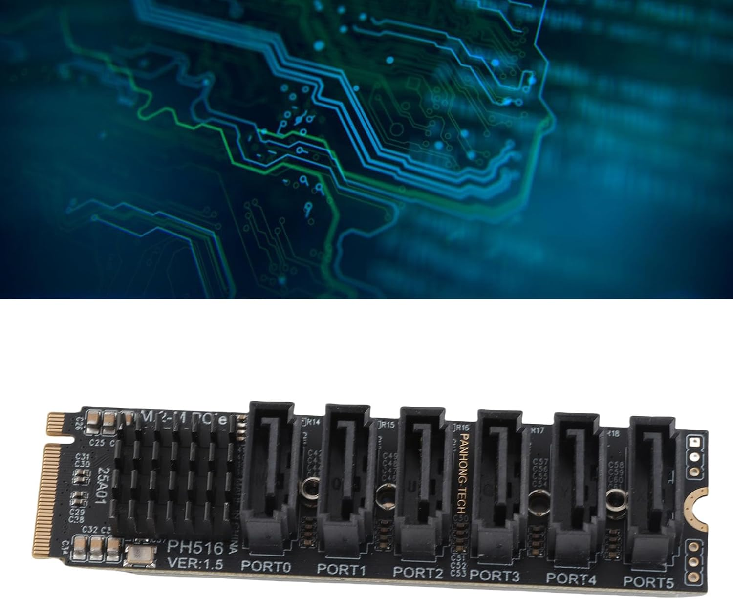 Bewinner M.2 to SATA3.0 Expansion Card 6 Portssata 3.0 Controller Pcie Expansion Card for ASM1166 Chip Adapter Card PCIE3.0 X2 16Gbps SATA3.0 6Gbps X 5 Support 6 SATA Devices image number 6