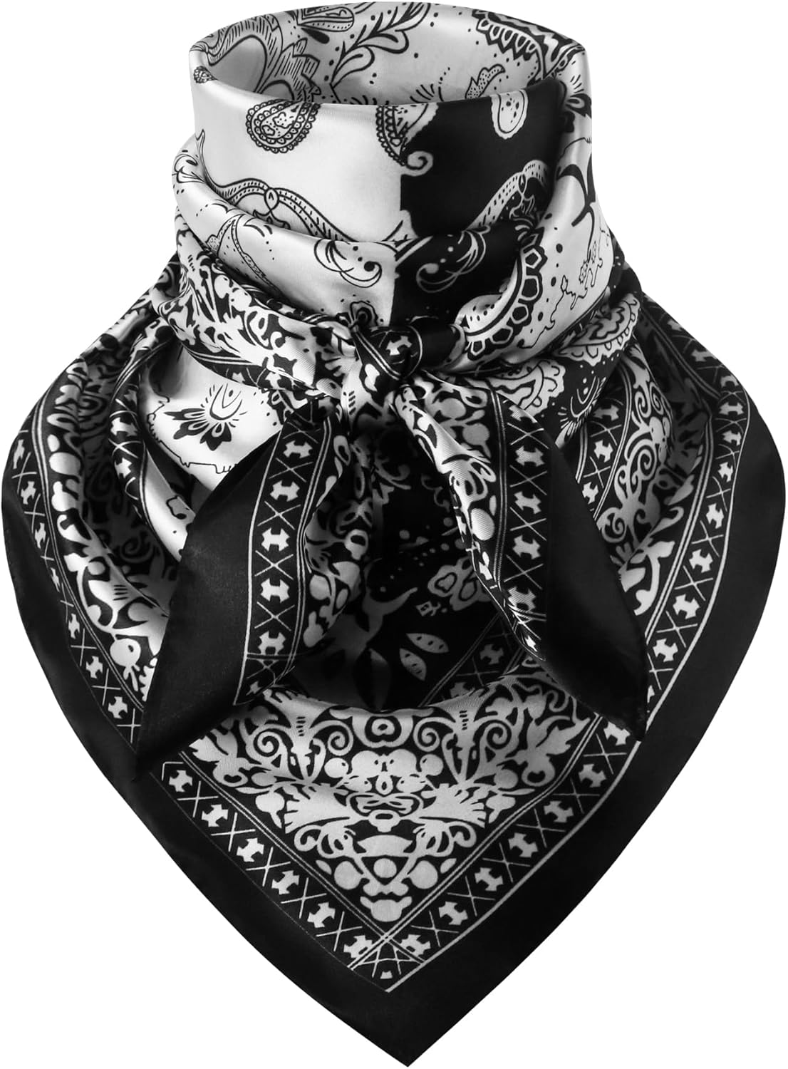 Hymeiluely 35 Inch Wild Rag Cowboy Bandana Scarves for Men, Large Neckerchief Silk Feel Western Neck Scarf for Women