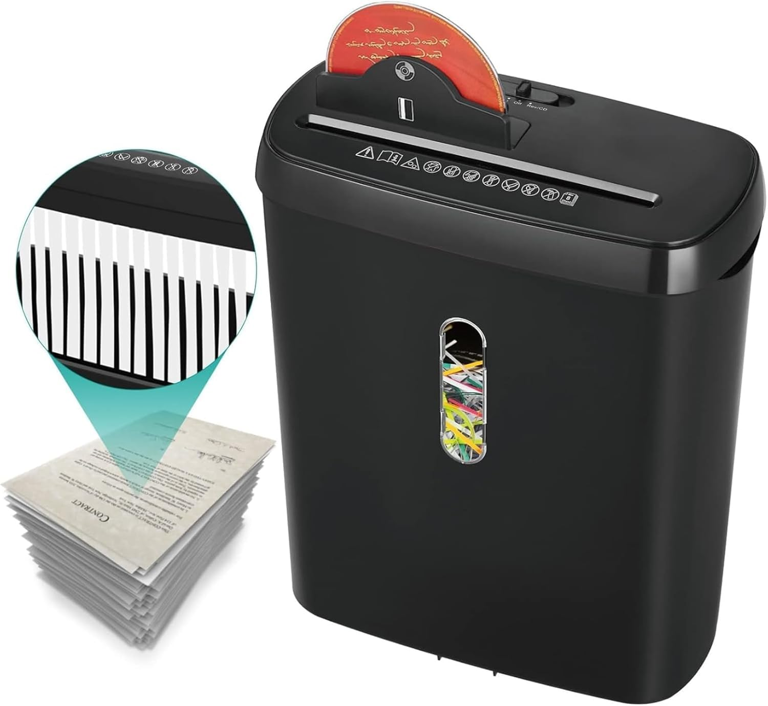 Paper Shredder, CD & Credit Card Strip Cut Paper Shredder for Home Office Use, P-2 Security Level, Shredder Machine with Overheat and Overload Protection image number 5