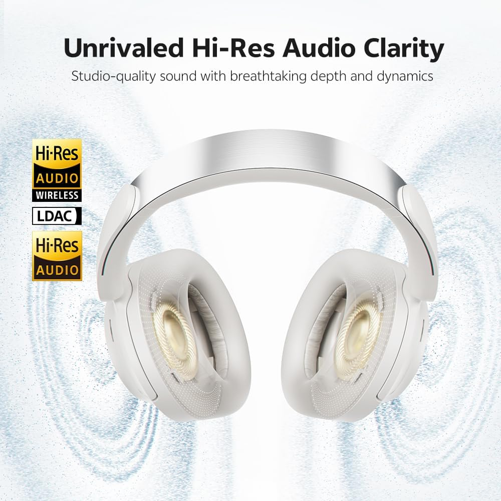 QCY H3S over Ear Bluetooth Headphones, Hybrid Active Noise Cancelling, Hi-Res Audio, LDAC, Ultralight and Comfortable Fit, 86 Hours Battery Life, Bluetooth 6.0, EQ in App, Dual Connection - Black image number 2