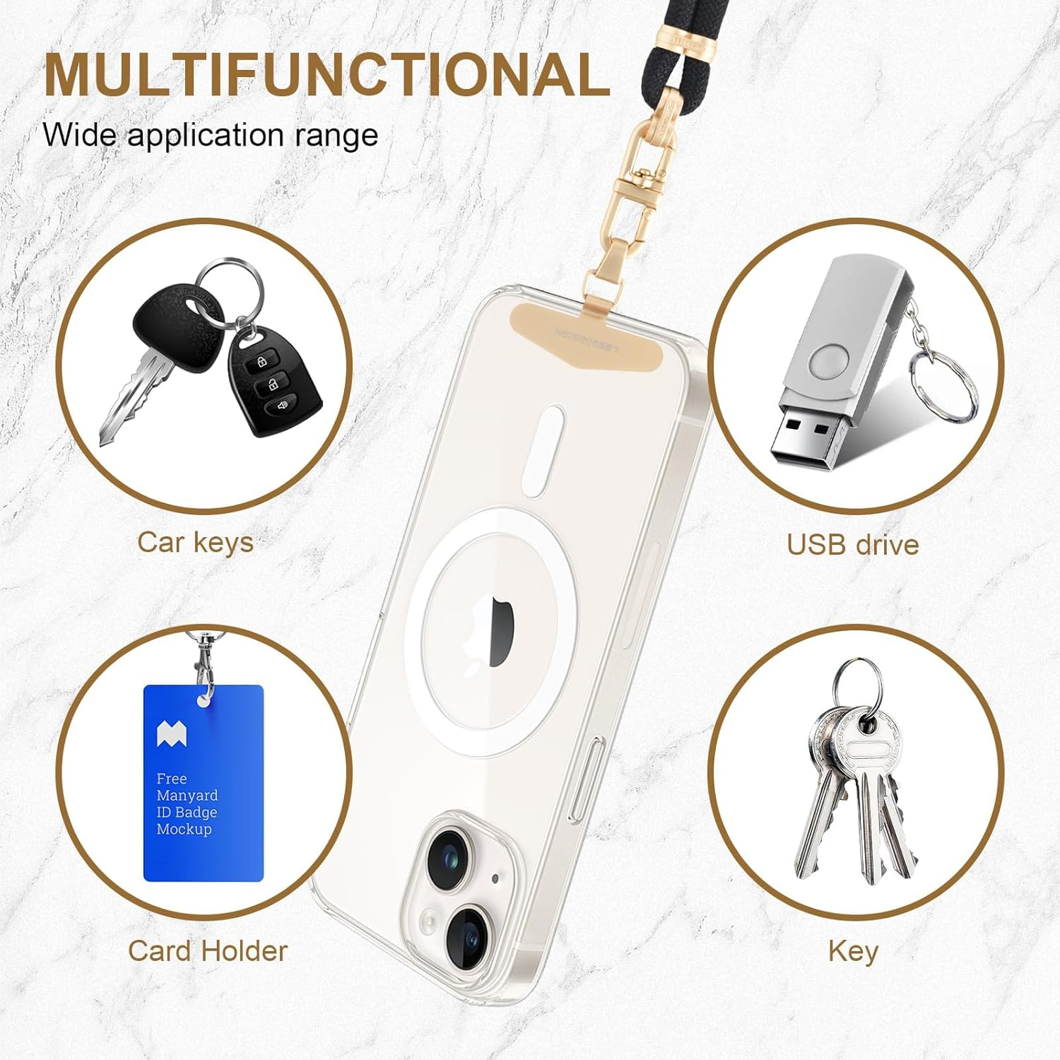 ZANZER Universal Phone Lanyard Crossbody Phone Strap, Adjustable Neck Strap Metal Buckle Cell Phone Cord Strap Compatible with Most Mobile Phone - Azure image number 3