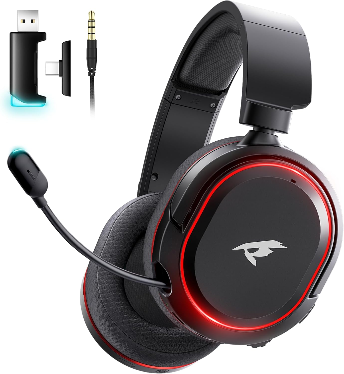 Picun G2 Wireless Gaming Headset, Over-Ear 7.1 Virtual Surround Sound, 2.4Ghz/Bluetooth 5.4/Wired, 5Ms Ultra-Low Latency, 100H Battery, ENC Noise-Canceling Mic, RGB, for PC PS5 PS4 Switch (Grey)