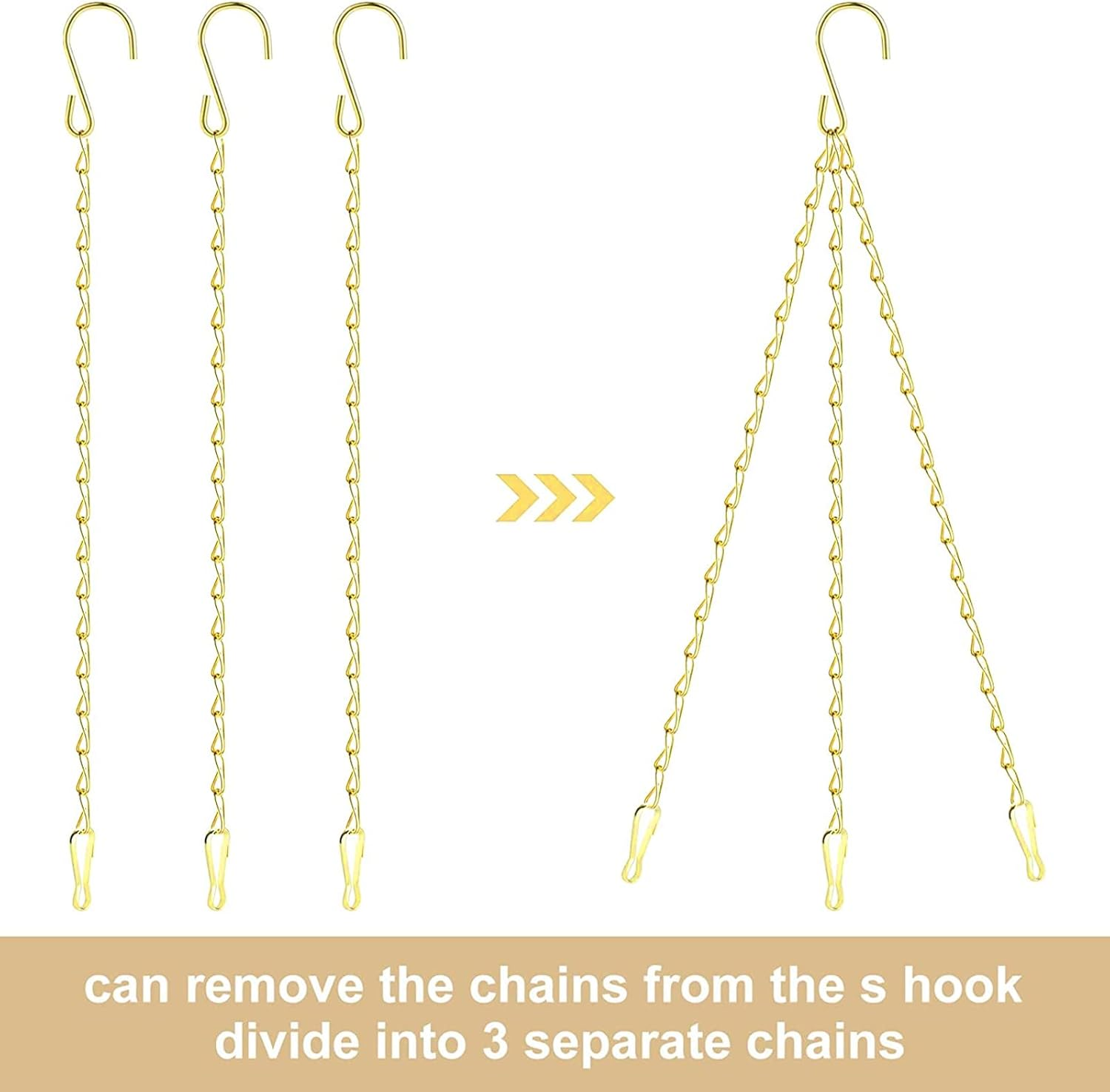 RIFNY Gold Chain for Hanging Plants, 20 Inch Small Plant Chains for Hanging Baskets Kits with Hooks for Bird Feeders Planters Billboards Lanterns Wind Chimes Ornaments Outdoor Indoor Use (10 PCS) image number 2