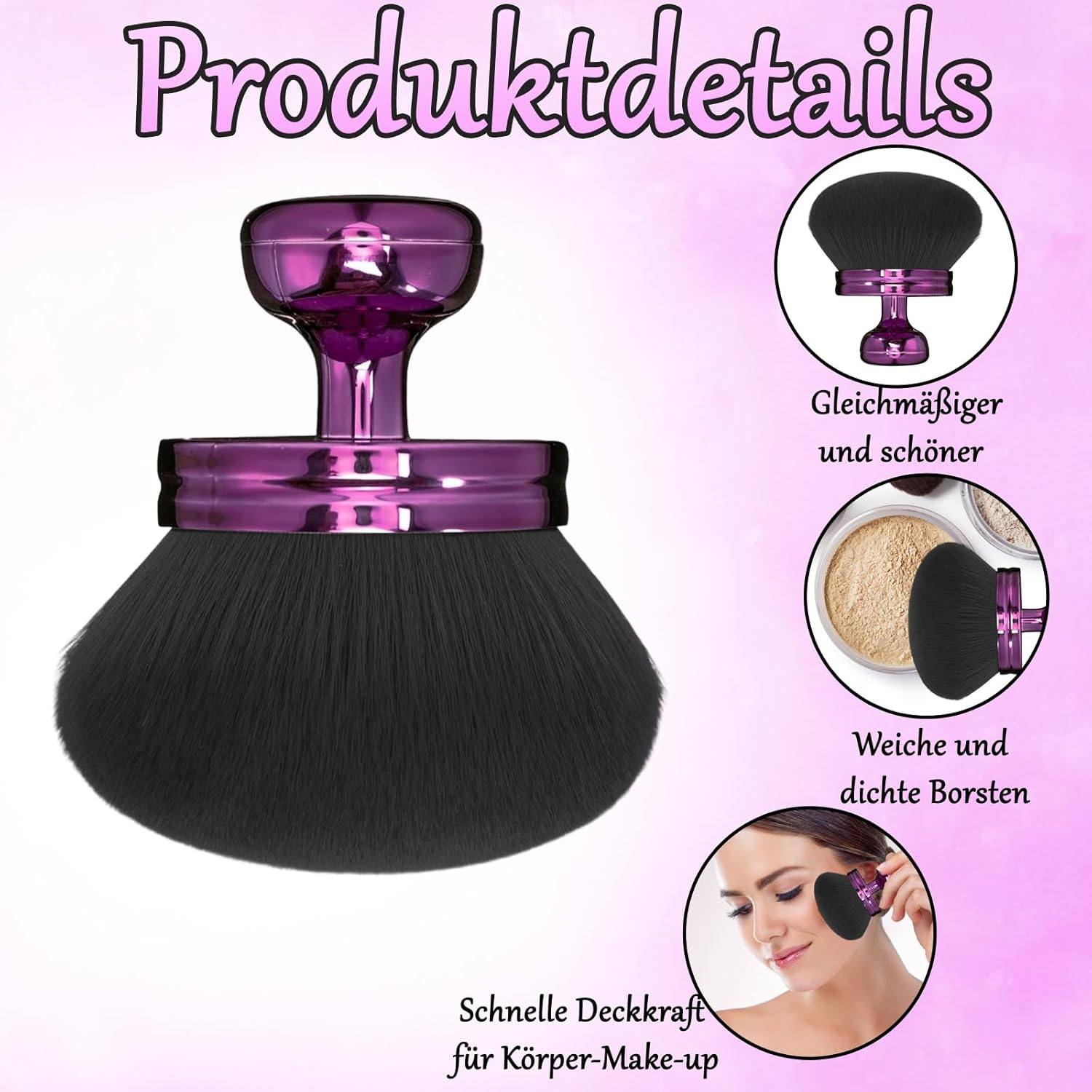 AXERHK Self-Tanning Brush, Extra Purple Powder Brush, Large, Portable Tanning Body Brush for Body and Face, Oval Body Brush for Applying Lotion, Foundation, Sun Protection image number 4