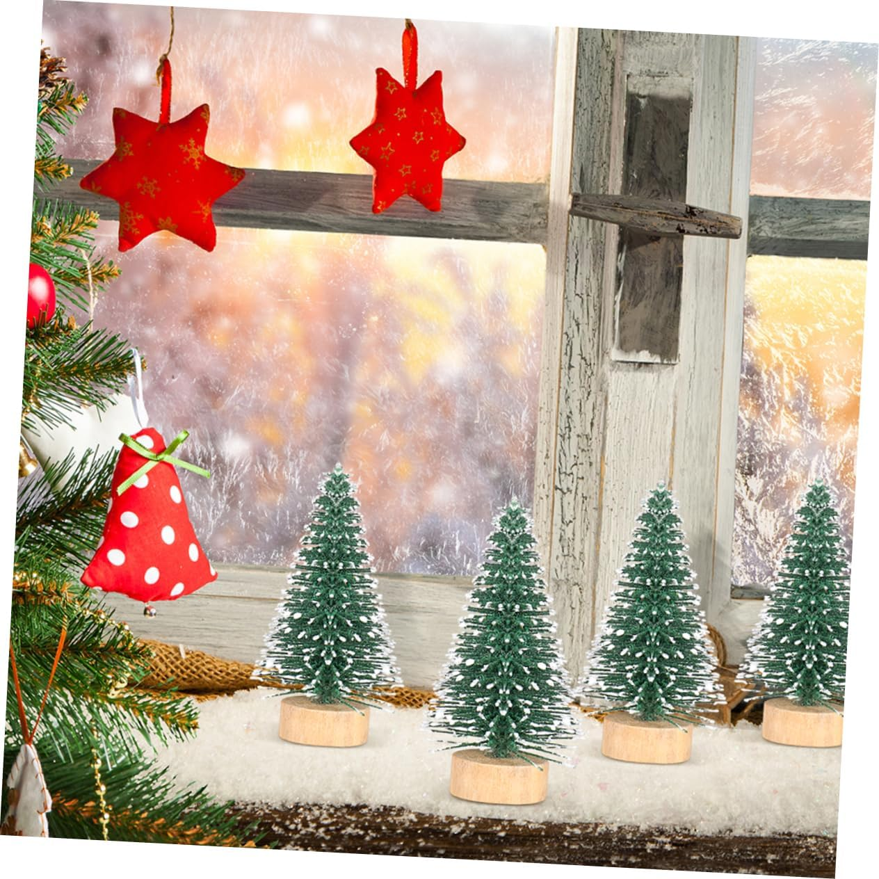 GARVALON 12Pcs Mini Adornment Christmas Tree Decorations Craft Tree Adorn Covered Home DIY image number 5