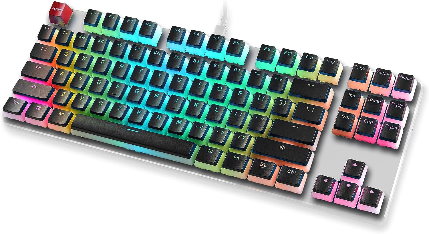 Glorious Aura V1 (White) Pudding Keycaps - Double Shot PBT Translucent for Mechanical Keyboards, 104 Key Set, TKL, Compact Compatible, English (US) Layout (Aura (White))